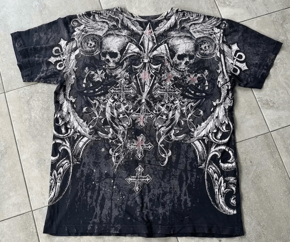 Japanese Brand Y2K Retro Gothic Skull Print T-shirt Size US L / EU 52-54 / 3 - 7 Thumbnail