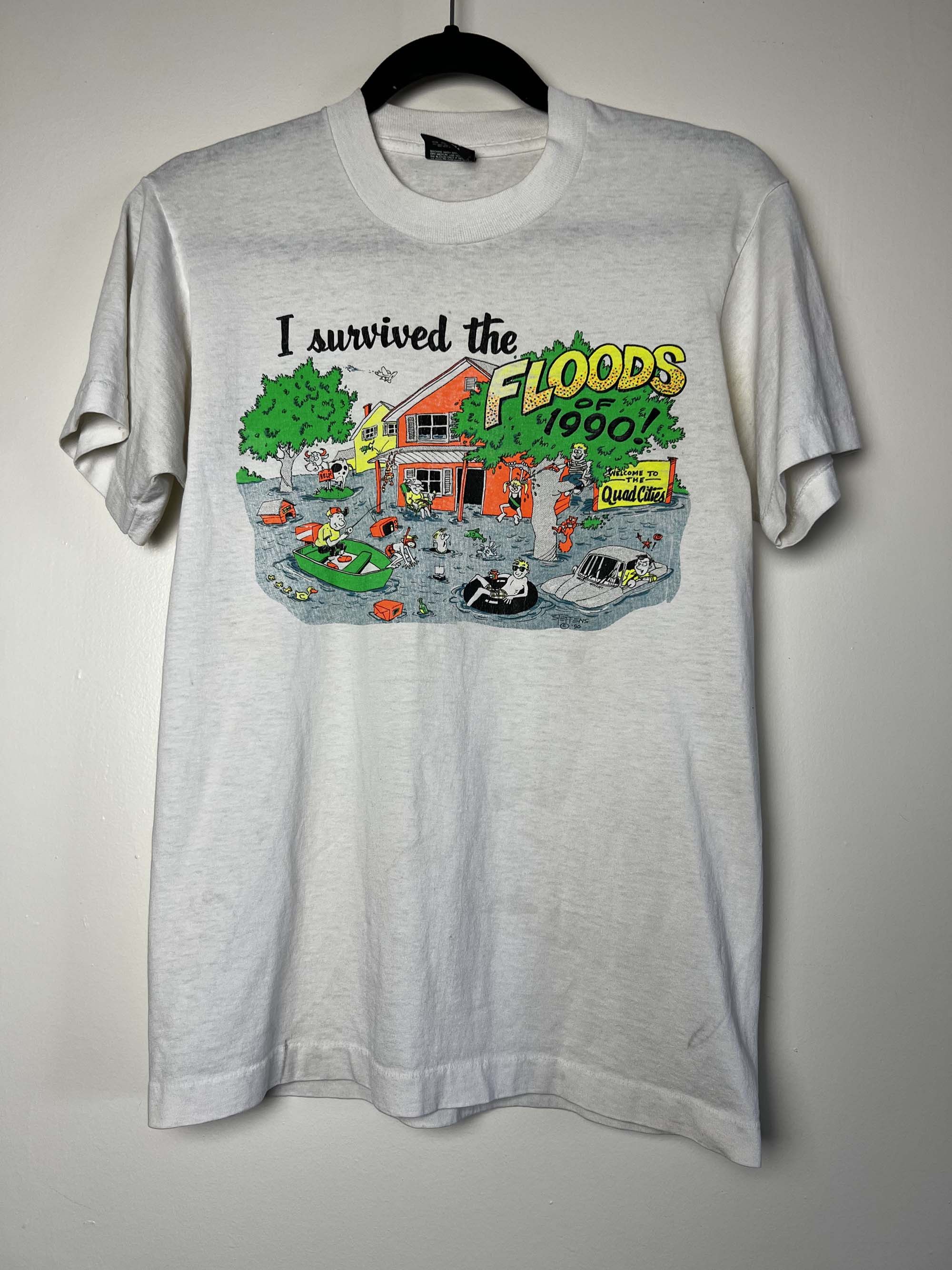 Vintage Vintage Screen Stars "I Survived the Floods of 1990" T-Shirt Size US M / EU 48-50 / 2 - 2 Thumbnail