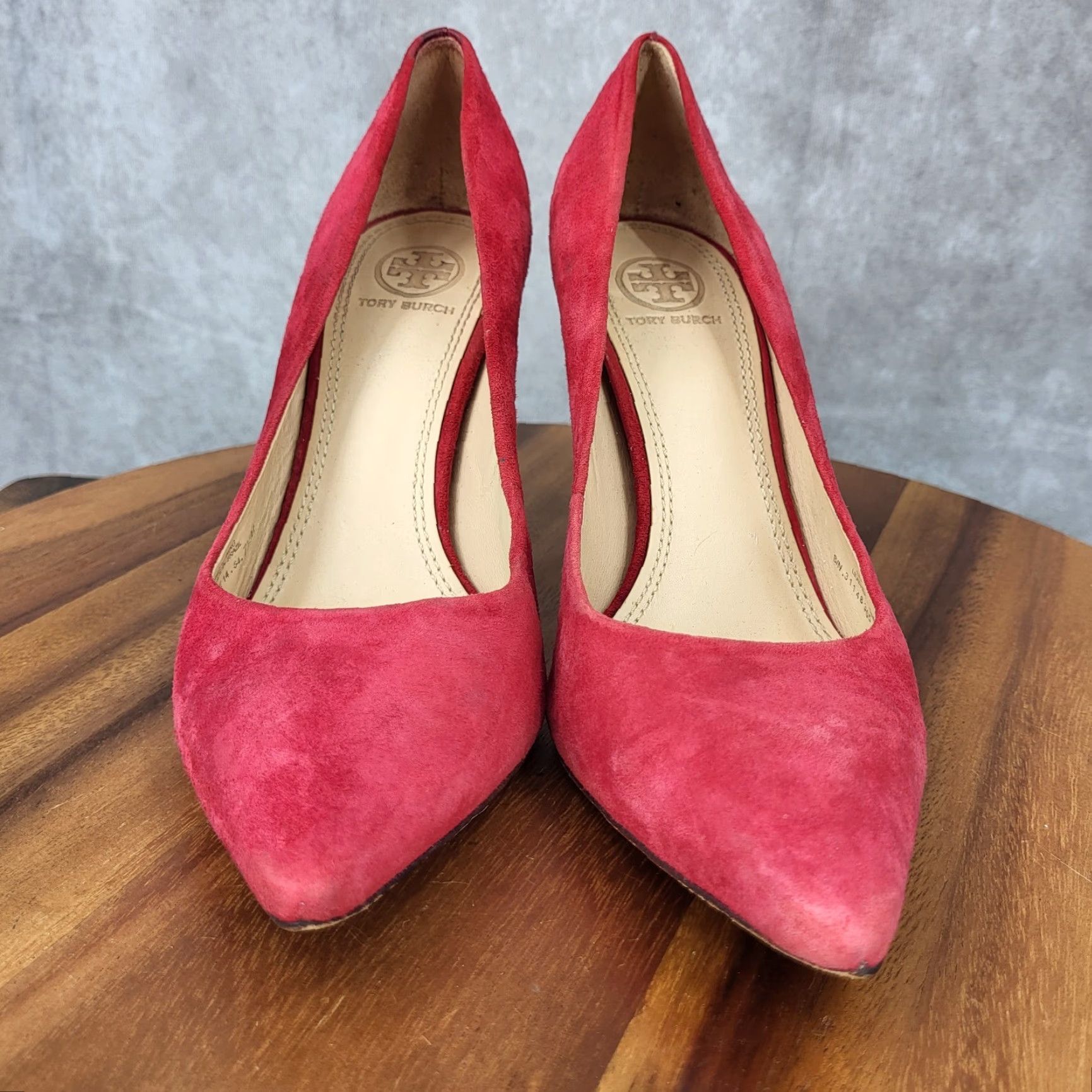 Tory Burch Tory Burch Pump Heels Womens Size 7.5 Red Suede Leather Pointed Toe Stiletto Size US 8 / IT 38 - 3 Thumbnail