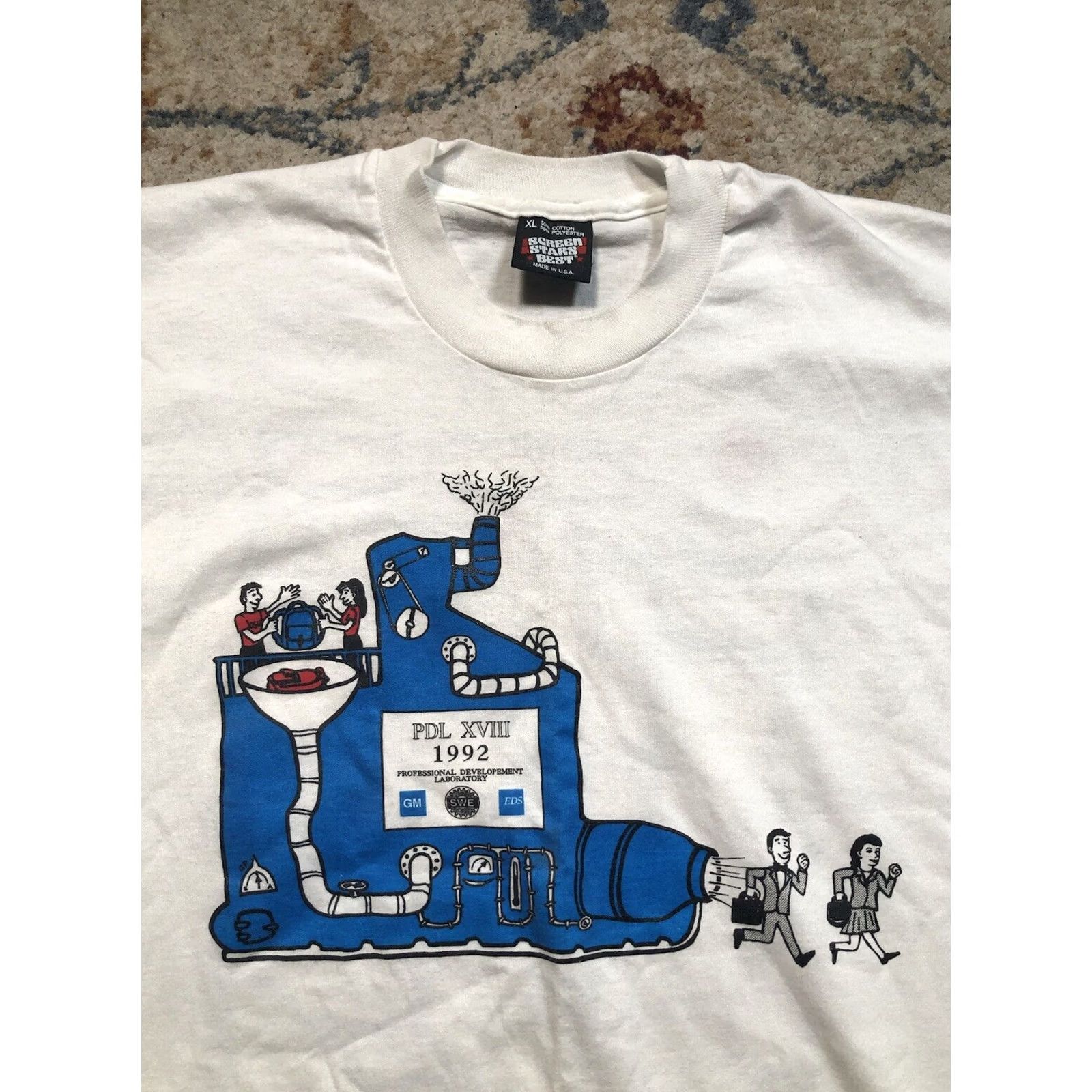 Vintage VINTAGE Screen Stars Best T Shirt USA 1992 XL White Crew Neck Short Sleeve Graphic Print Science Men Size US XL / EU 56 / 4 - 6 Thumbnail