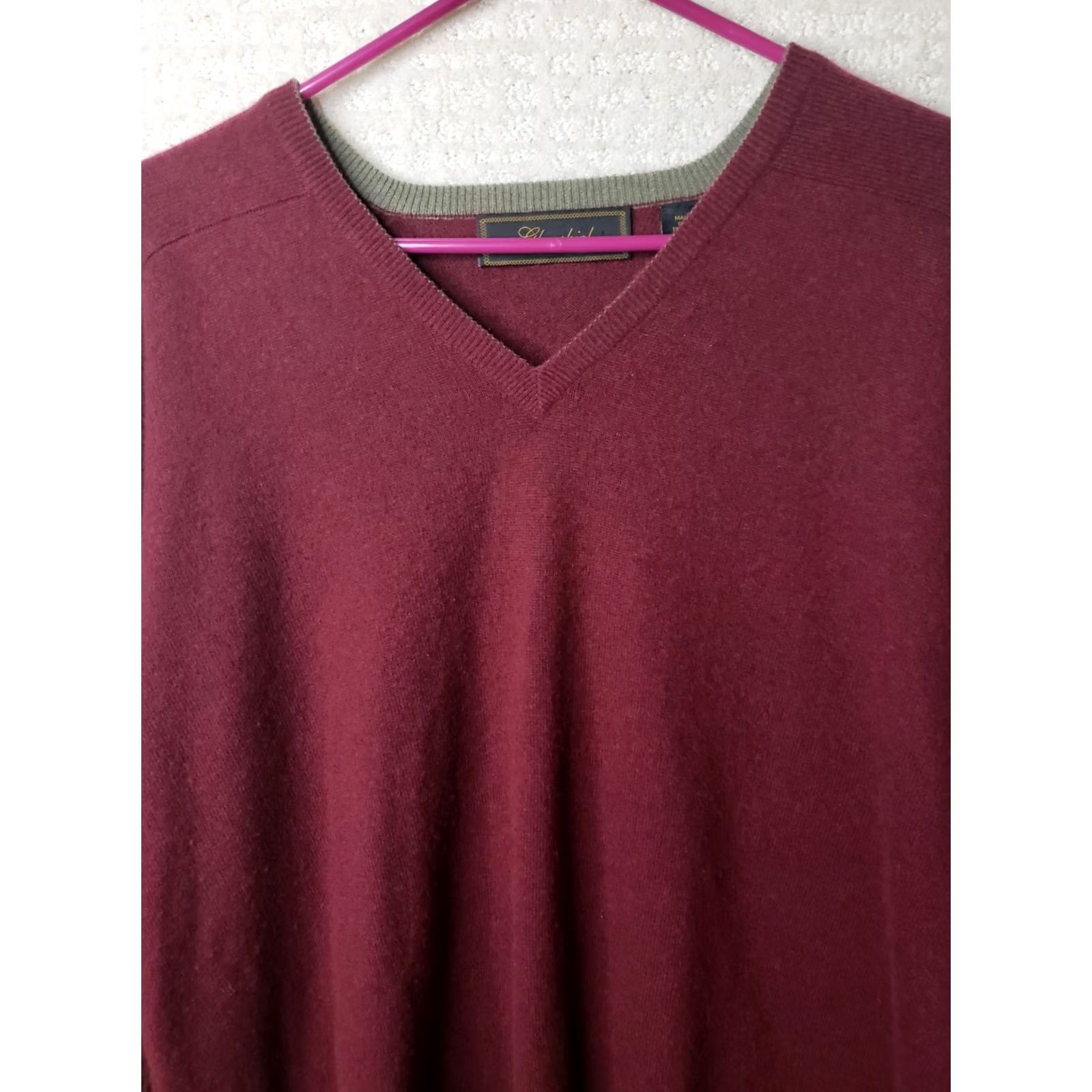 Vintage Glenshiel Sweater Men's L Maroon 100% Cashmere V Neck Pullover Knit Regular Size US L / EU 52-54 / 3 - 3 Thumbnail