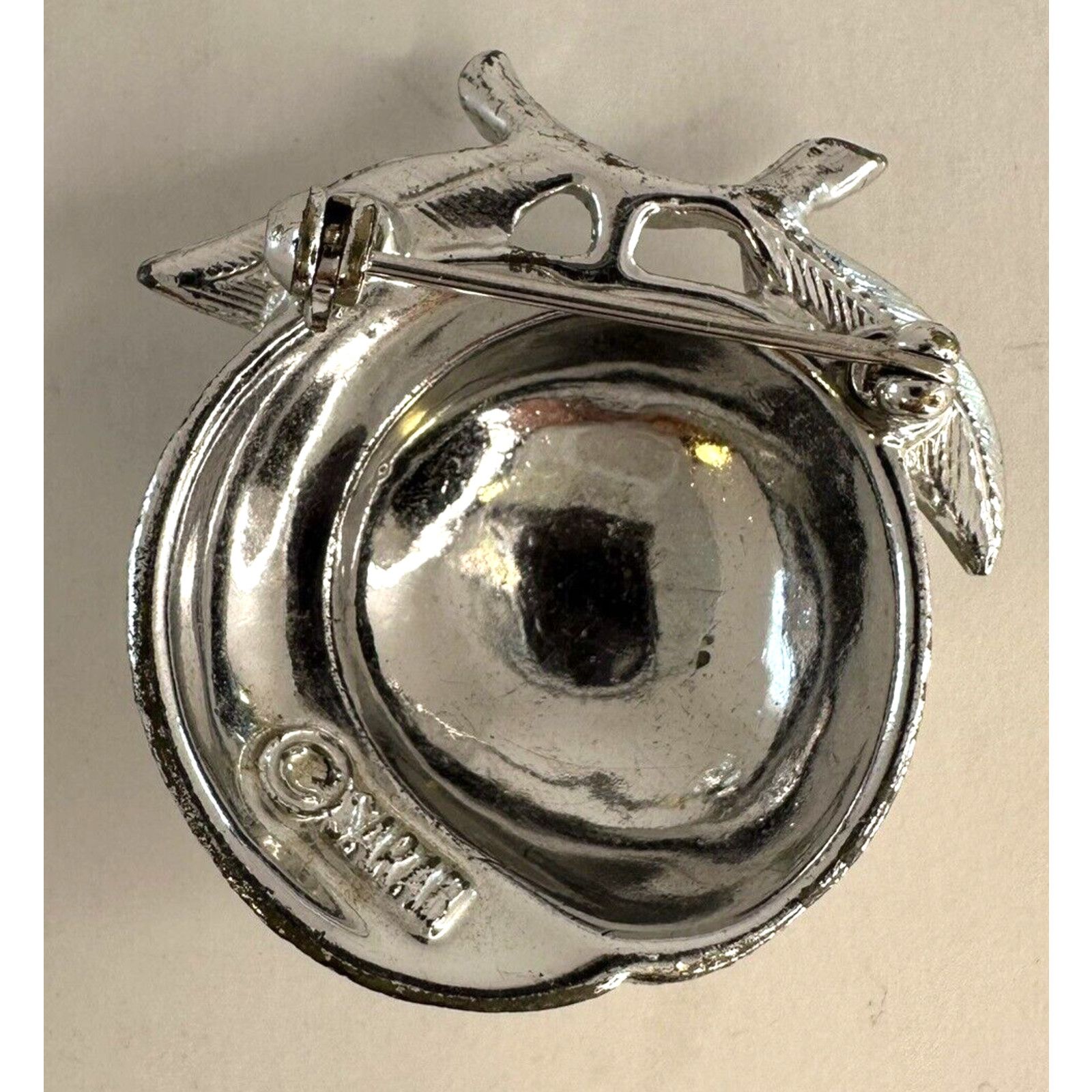 Vintage Sarah Coventry Vintage Signed Peach Brooch Pin Silver Tone Size ONE SIZE - 2 Thumbnail