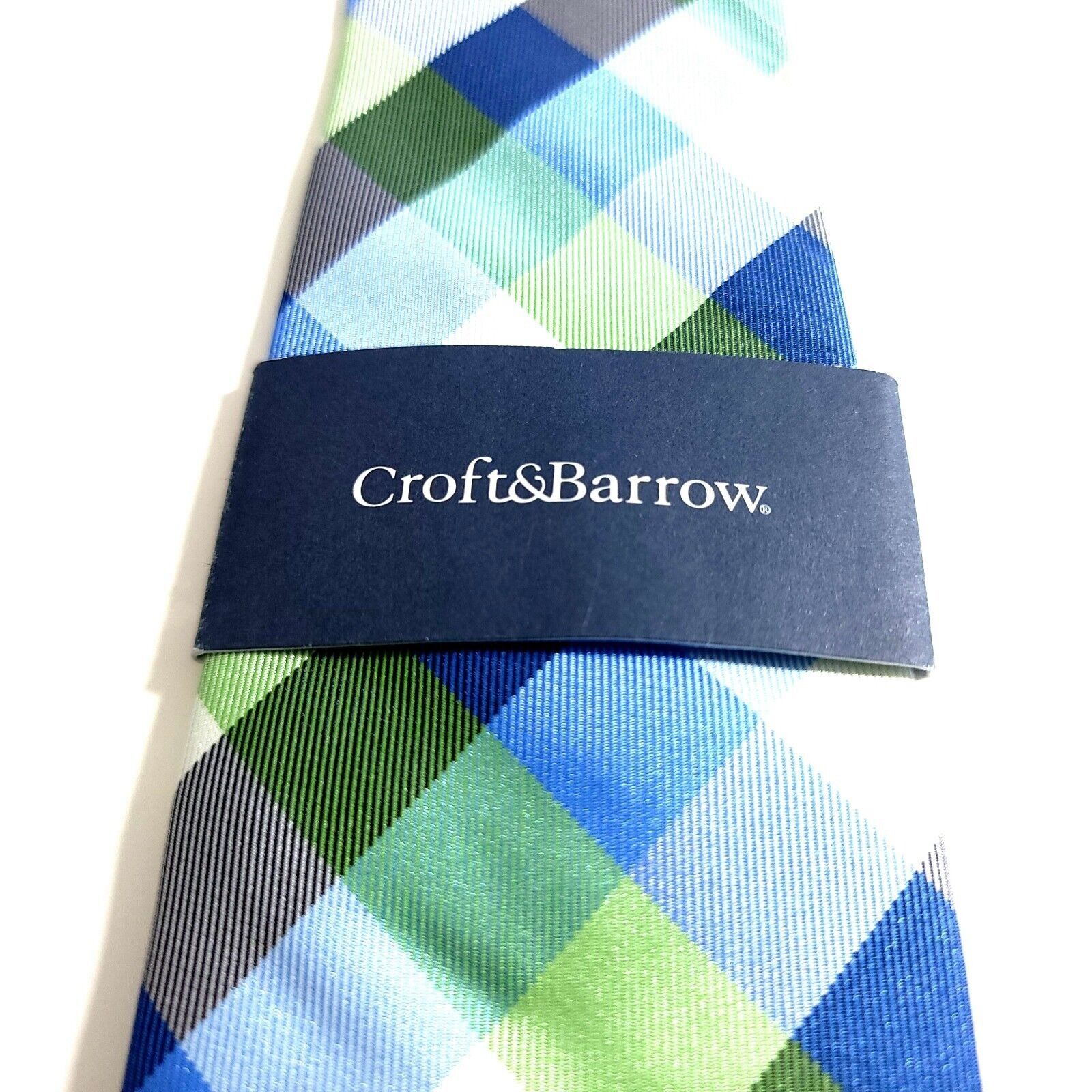 Croft & Barrow Croft & Barrow Blue Green Polyester Skinny Plaid Tie Size ONE SIZE - 2 Thumbnail