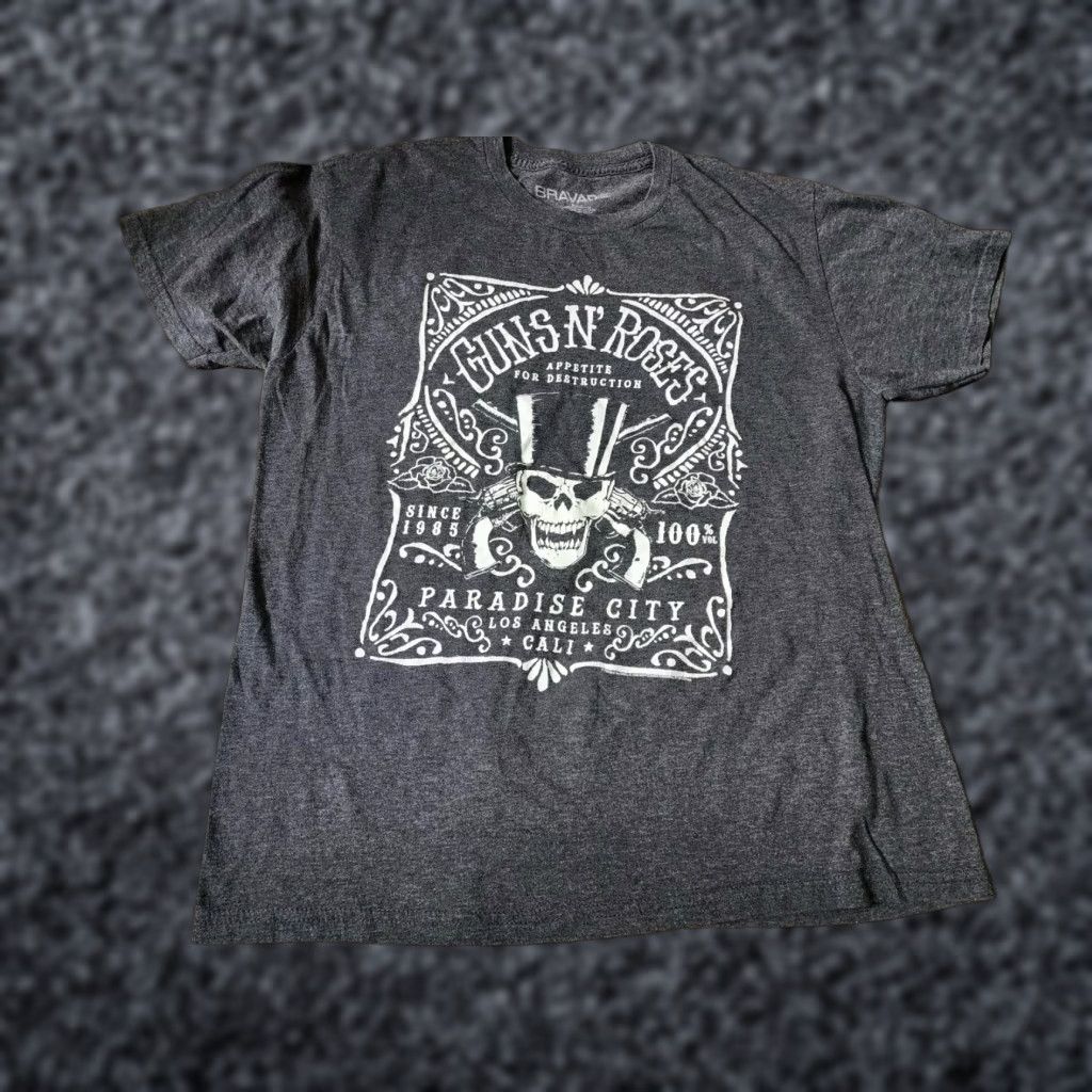Bravado Mens Bravado T-Shirt Logo Heather Gray Guns N Roses Paradise City Band Tee Adult L Short Sleeve Crew Neck Size US L / EU 52-54 / 3 - 1 Thumbnail