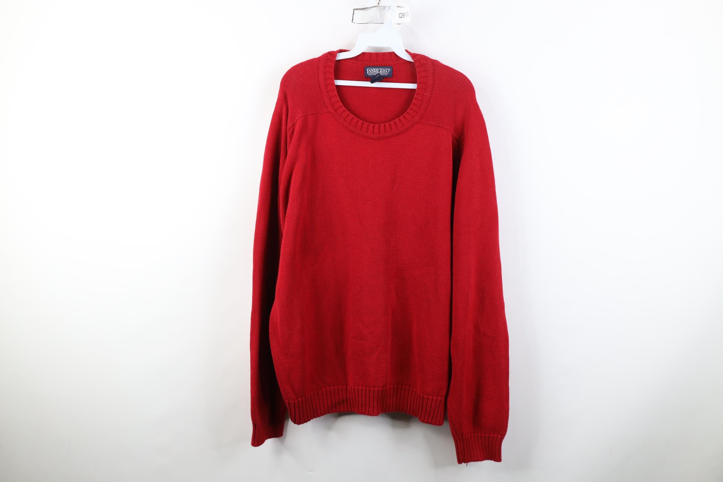 Lands' End Vintage 90s Lands End Knit Drifter Crewneck Sweater Red USA Size US L / EU 52-54 / 3 - 1 Thumbnail