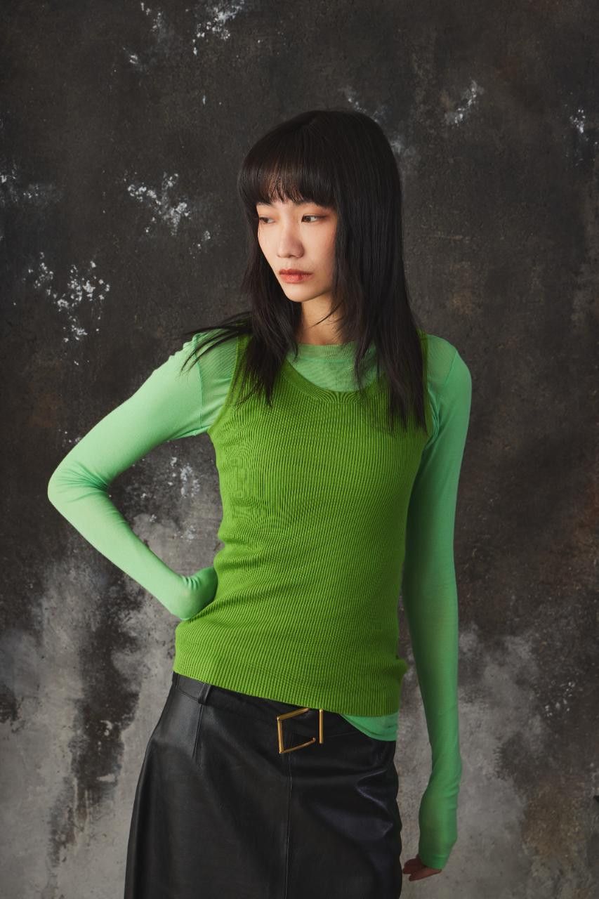 Auralee AURALEE Grass Green High-Gauge Ribbed Knit Tank Top Size S / US 4 / IT 40 - 1 Thumbnail