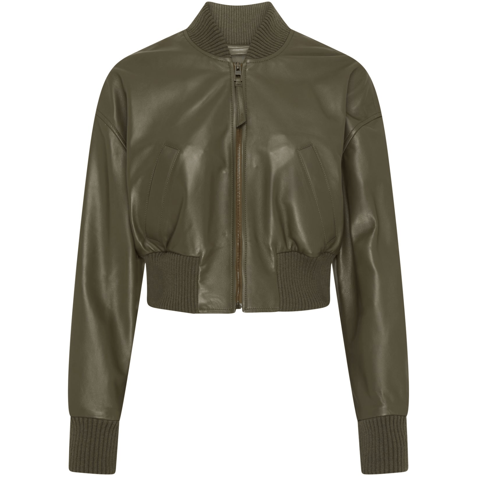 Loewe LOEWE Khaki Green Leather Bomber Jacket New & Authentic Size XS / US 0-2 / IT 36-38 - 1 Thumbnail