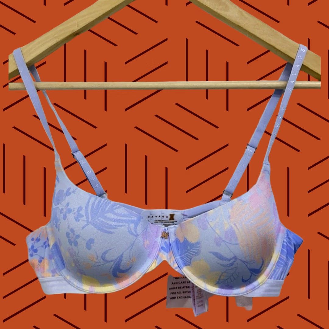 Vintage Savage Fenty Bra Tropical Floral Blue Underwire 36A Womens Size ONE SIZE - 1 Thumbnail