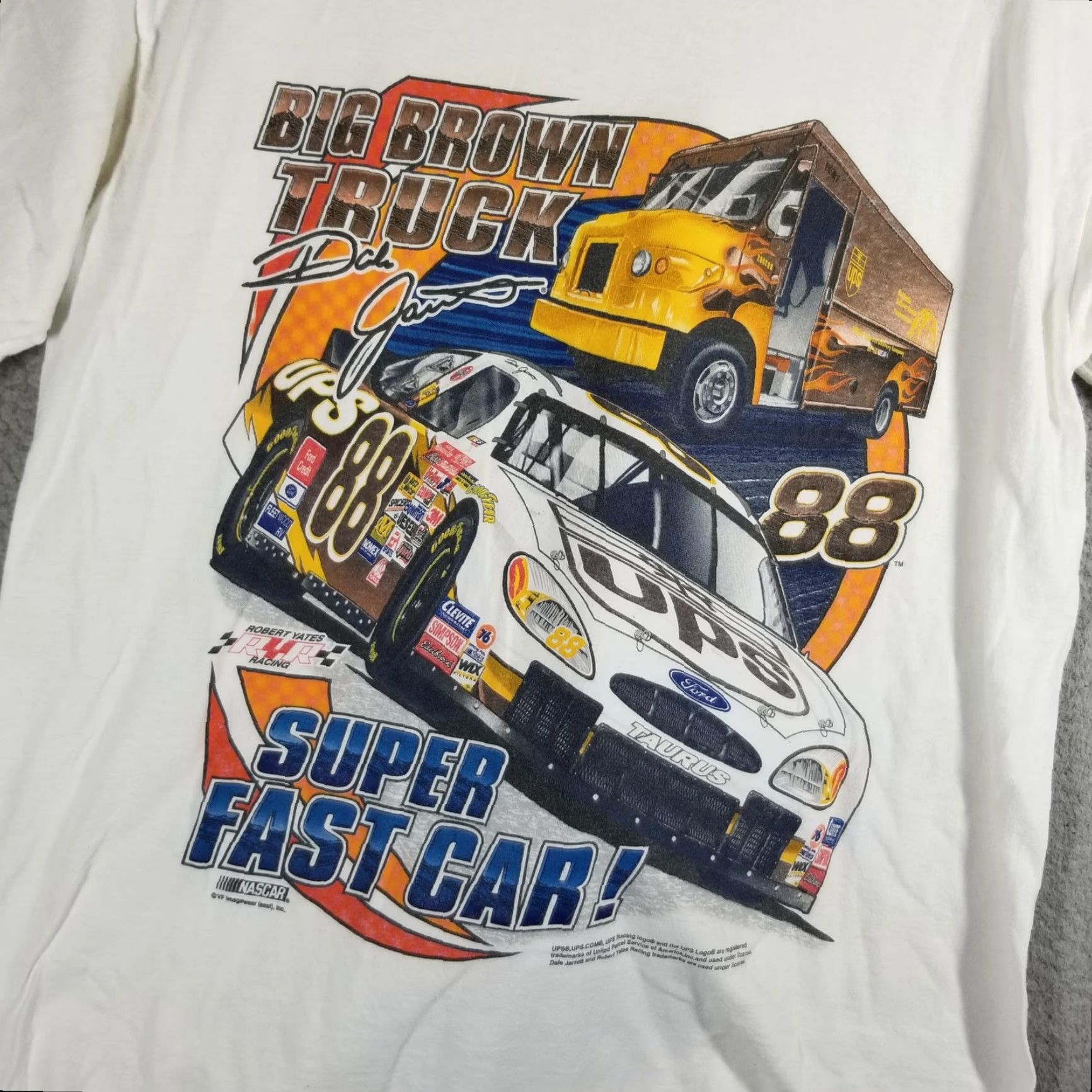 Chase Authentics VINTAGE Chase Authentics Dale Jarrett UPS NASCAR Shirt Mens Large White Graphic Print 00s Racing Tee Mens Large Size US L / EU 52-54 / 3 - 2 Thumbnail