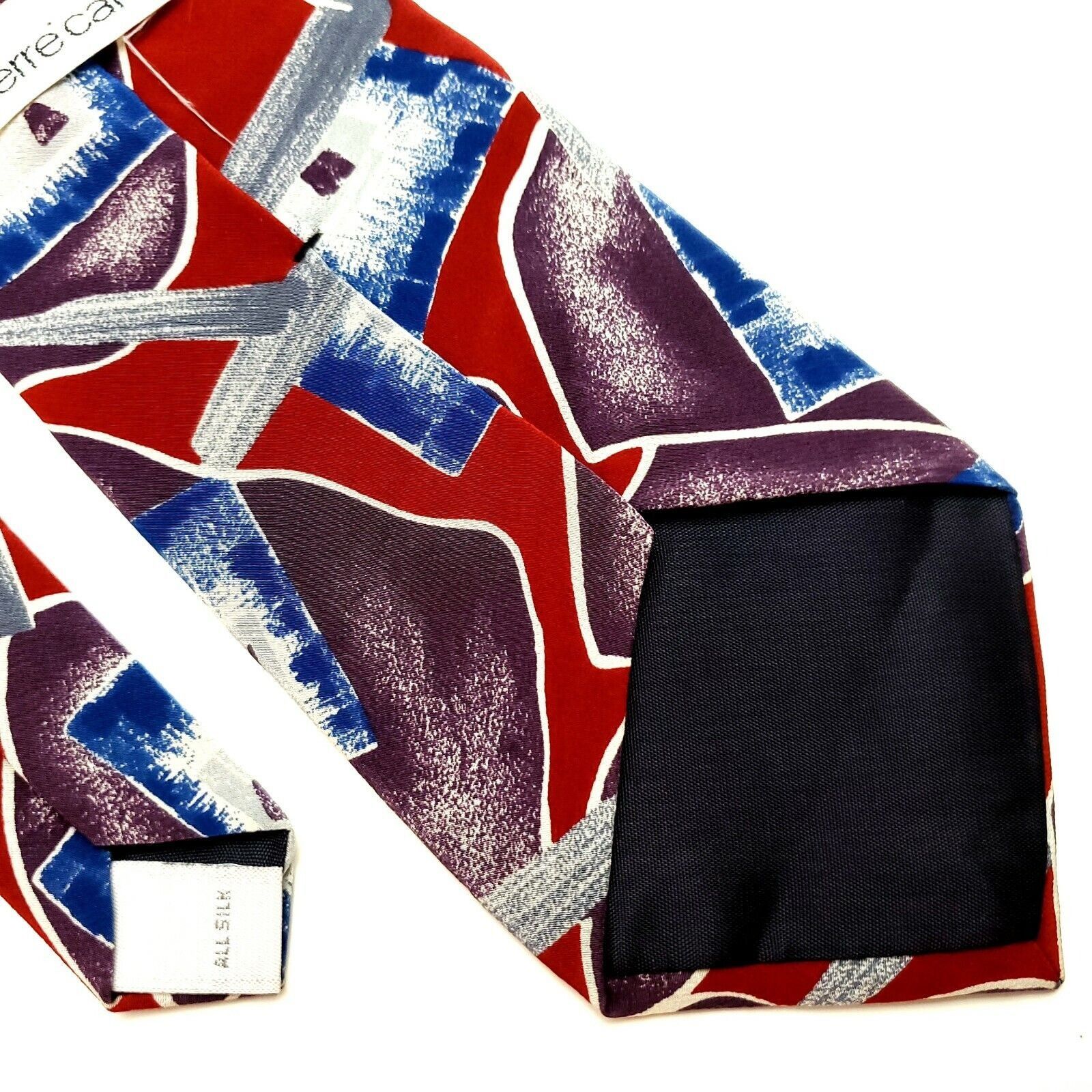 Pierre Cardin Pierre Cardin Silk Tie Red Blue Purple Print Wide Abstract Size ONE SIZE - 5 Thumbnail