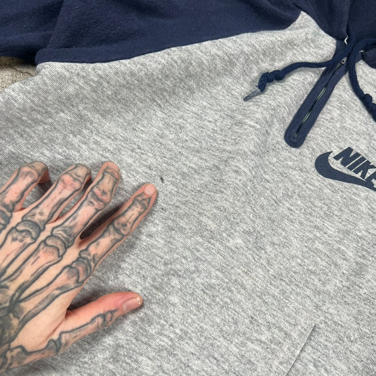 Nike × Vintage Vintage 80s Nike blue tag two tone quarter zip hoodie Size US S / EU 44-46 / 1 - 5 Thumbnail