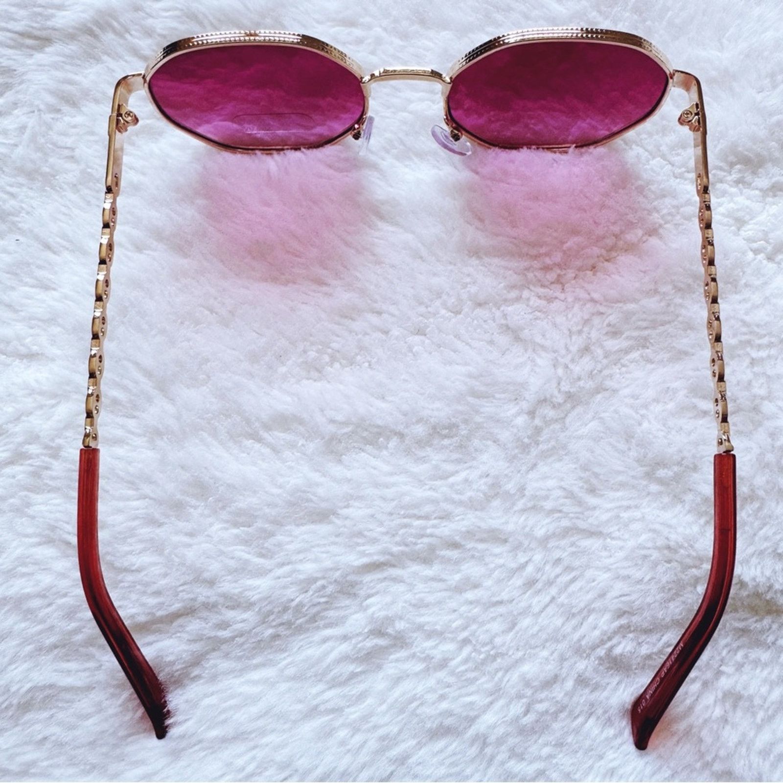 Other Phoebe Dark Pink Geometric Sunglasses Size ONE SIZE - 11 Thumbnail