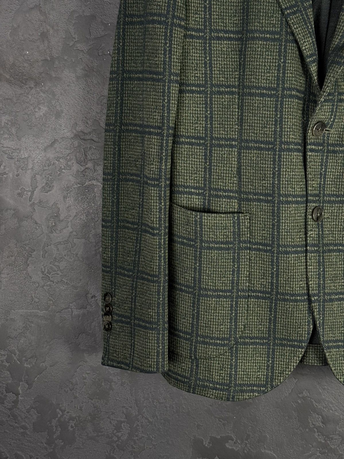 L.B.M. 1911 L.B.M. 1911 Olive Green Check Wool-Blend Men’s Blazer 48R Size 48L - 4 Thumbnail