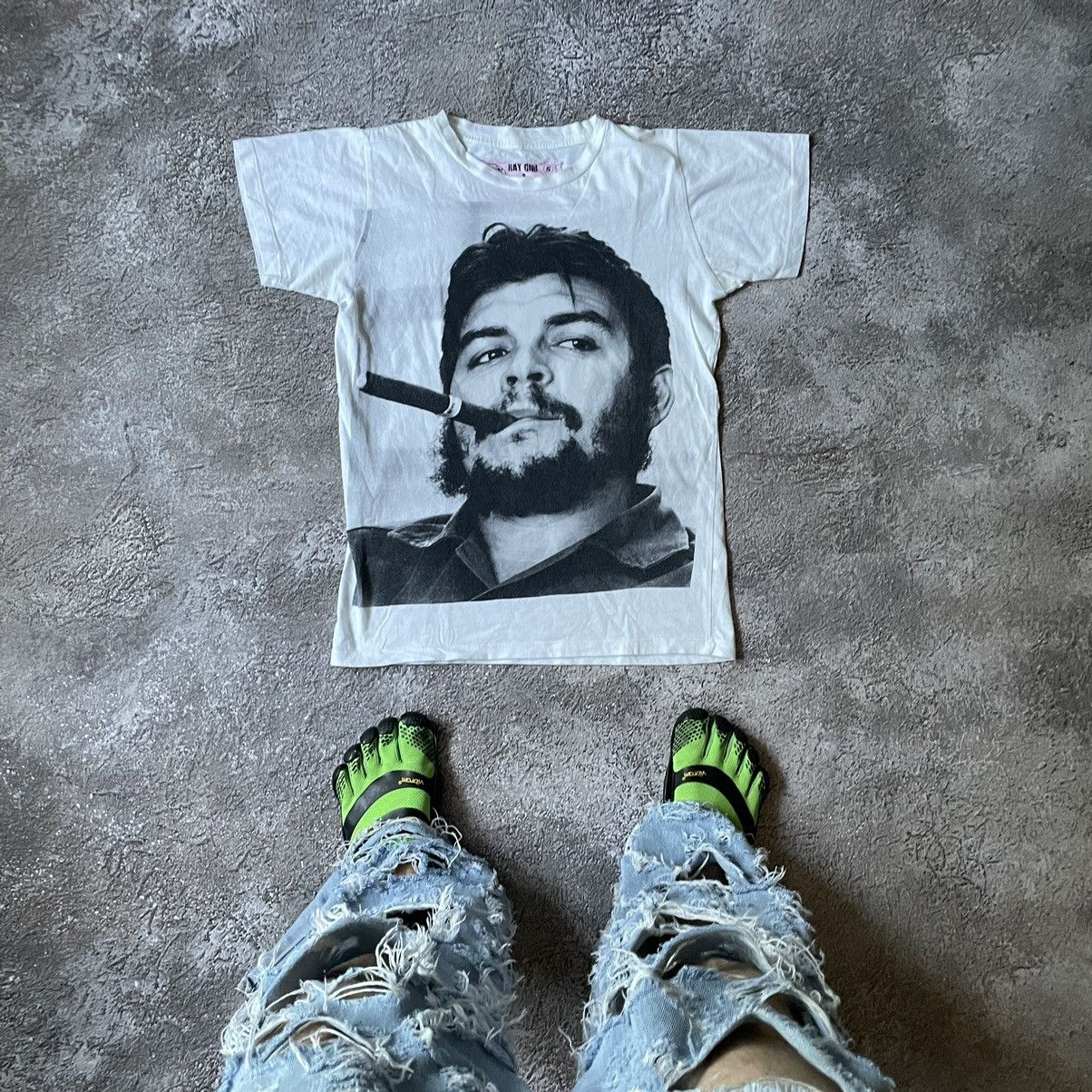 image of Humor x Vintage Y2K Adult “ Cigarette Big Face “ Funny Tee in White, Men's (Size Small)
