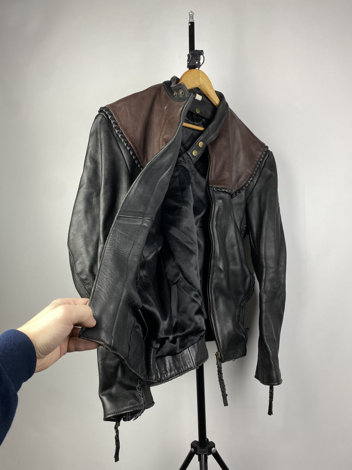 Cowboy Equipment × Vintage Vintage Biker Cowboy Leather MOTO Bomber Jacket Rock Punk Size US L / EU 52-54 / 3 - 14 Thumbnail