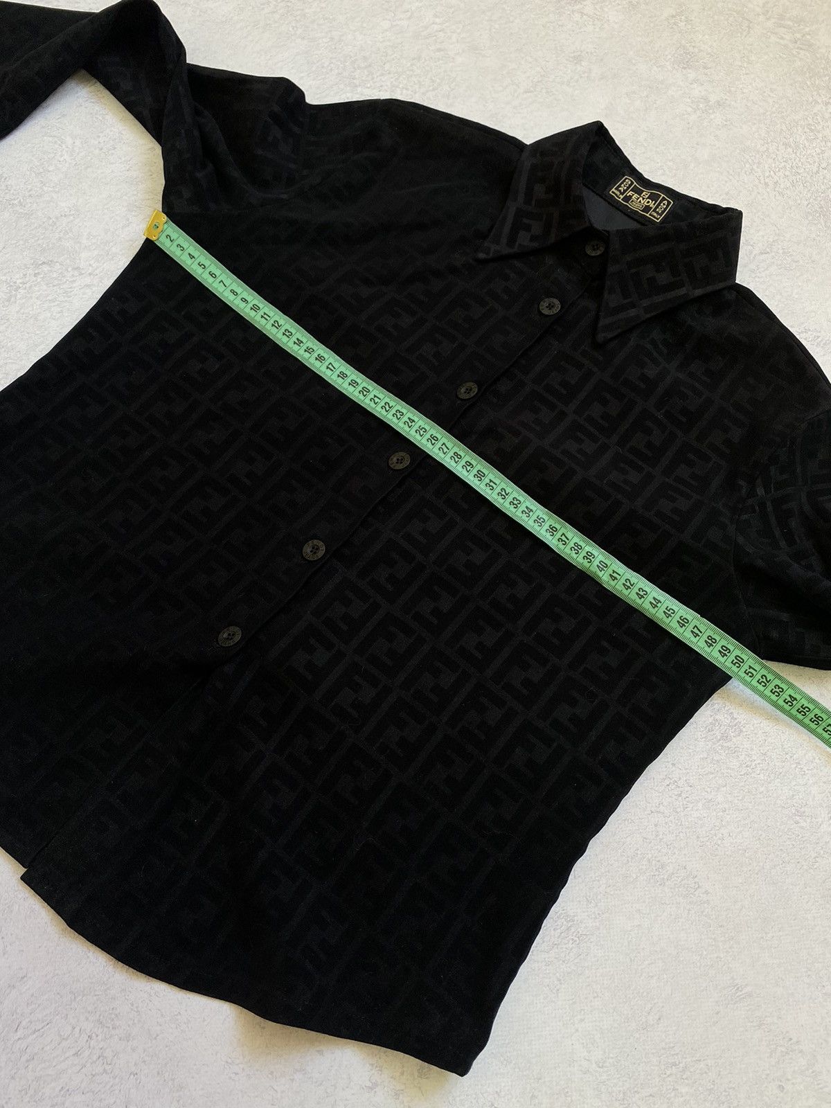 Fendi Vintage Fendi FF Zucca Monogram Black Velour Button Up Shirt Size S / US 4 / IT 40 - 12 Thumbnail