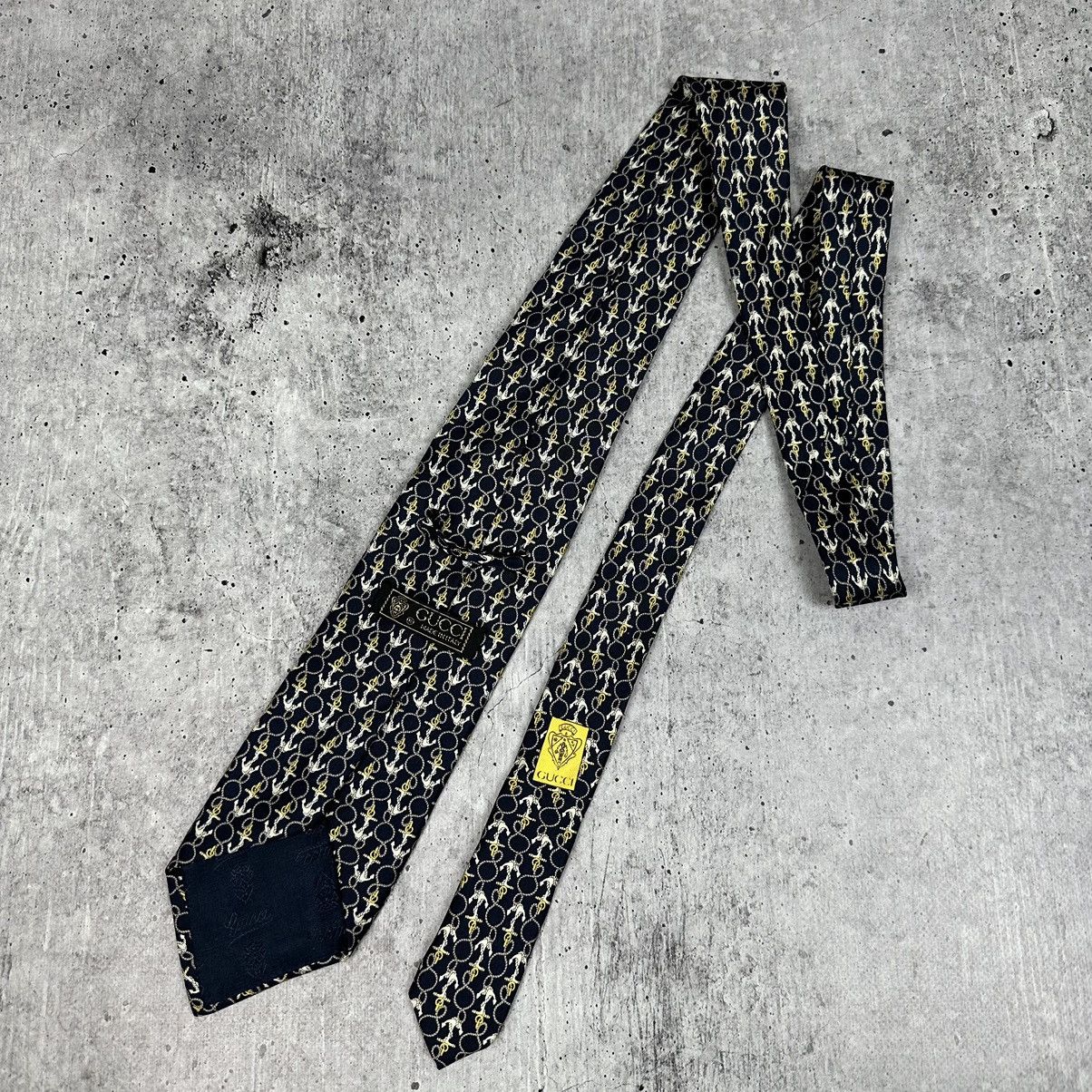 Vintage Vintage Gucci Tie Monogram Sea Anchor Silk Made In Italy Size ONE SIZE - 1 Thumbnail