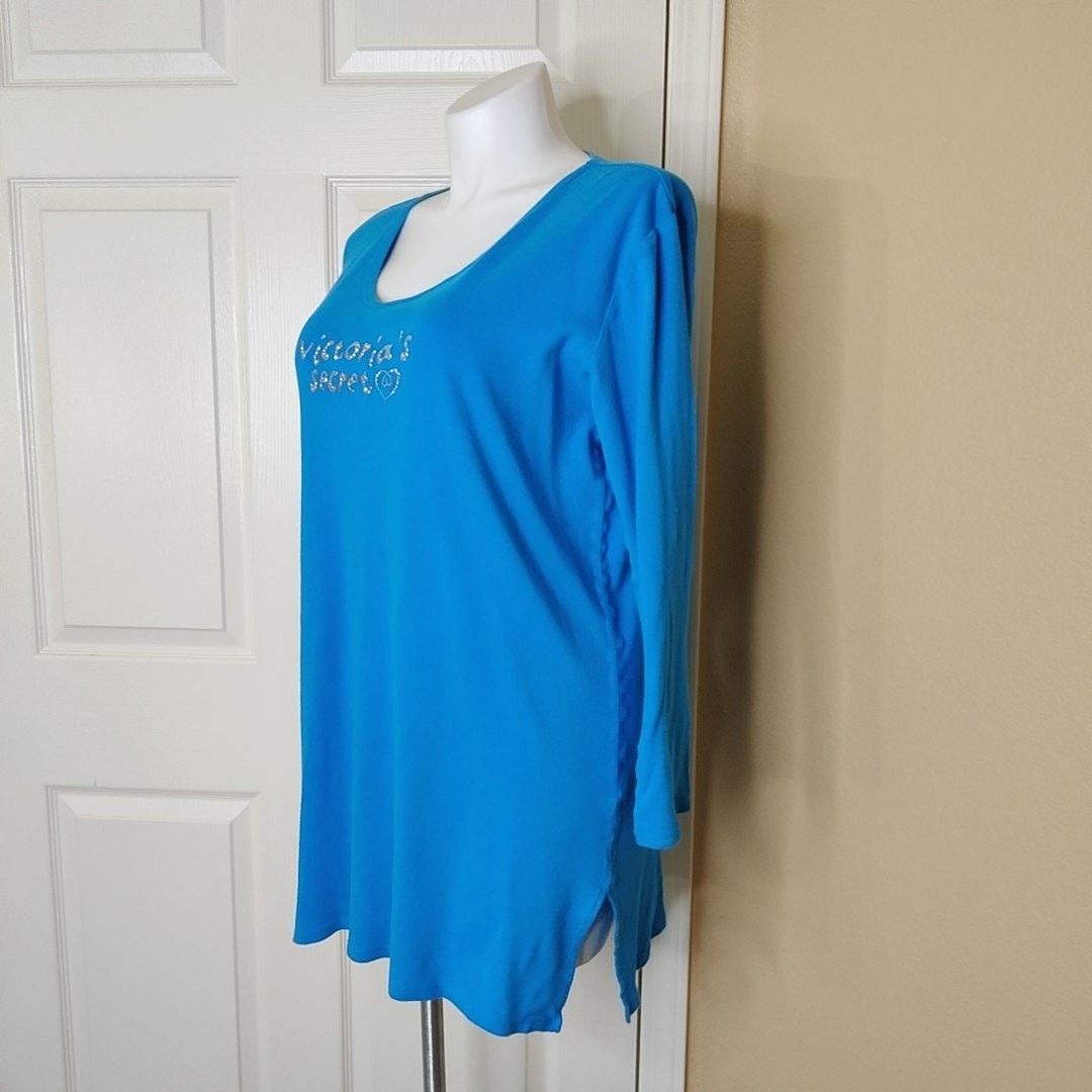 Victoria's Secret embellished blue long sleeve pajama sleepshirt M Size ONE SIZE - 5 Thumbnail