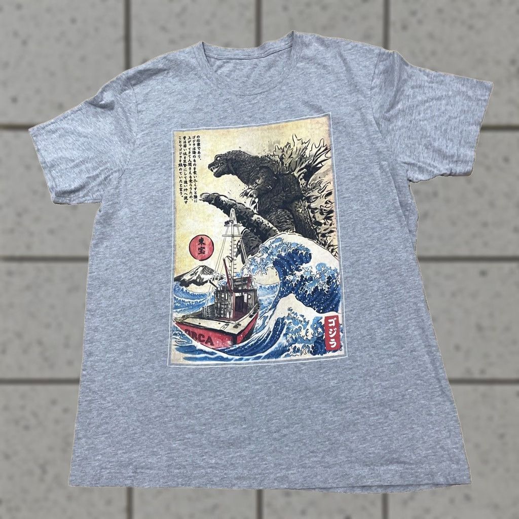 Vintage Godzilla Gojira Japan Wave Graphic Tee Shirt Mens L Gray Shirt Graphic Crew Neck Short Sleeve Vintage No Size US L / EU 52-54 / 3 - 1 Thumbnail