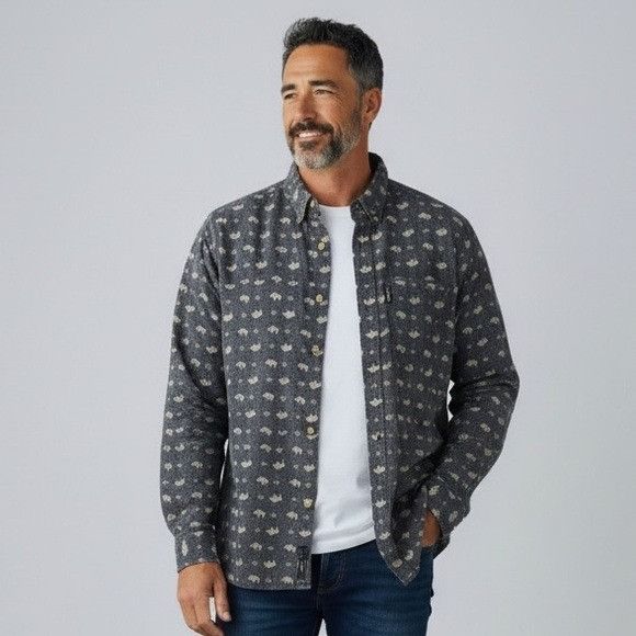 Columbia Columbia Men’s Buffalo Print 100% Cotton Blue/Gray Button Do Size US L / EU 52-54 / 3 - 1 Thumbnail