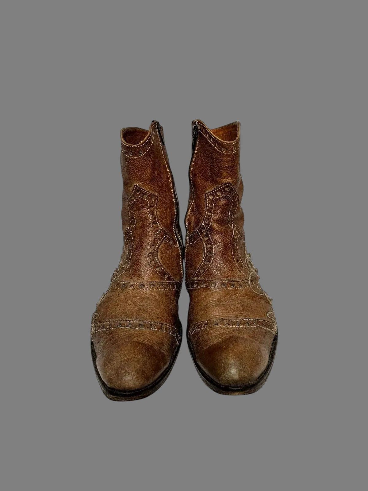 Guidi Brown Leather Military Boots Vintage AS98 Western Archive Size US 7 / EU 40 - 2 Thumbnail