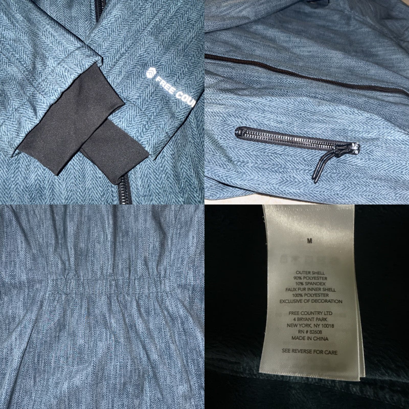 Free Country Free Country Jacket Teal Blue Full Zip Faux Fur Lined Women’s M Jacket, Short, Regular Fit, Zipper Pockets, Soft Shell, Herringbone, Outdoor, Classic Size M / US 6-8 / IT 42-44 - 8 Thumbnail