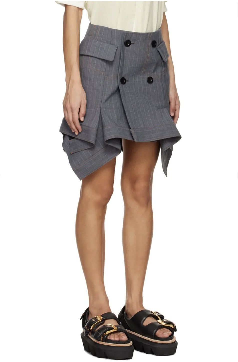 Sacai Sacai gray stripe miniskirt Size 32" / US 10 / IT 46 - 5 Thumbnail
