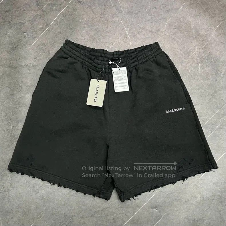 Balenciaga Balenciaga Distressed Rhinestone Shorts. Size US 26 / EU 42 - 1 Thumbnail