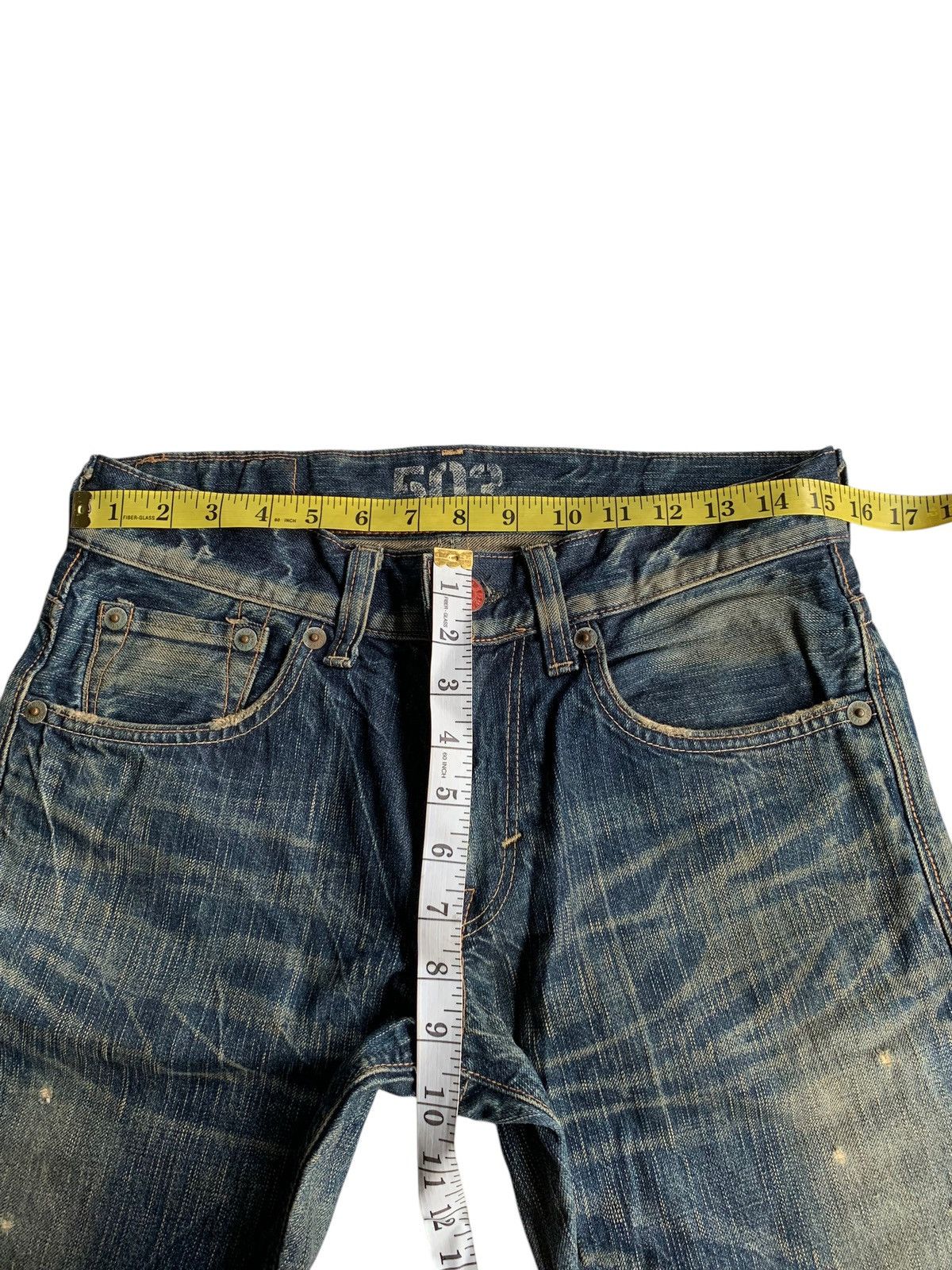 Tornado Mart FLARE 💥 EDWIN 503 MUDMAX PUNK STYLE DISTRESSED DENIM☠️ Size US 31 - 21 Thumbnail