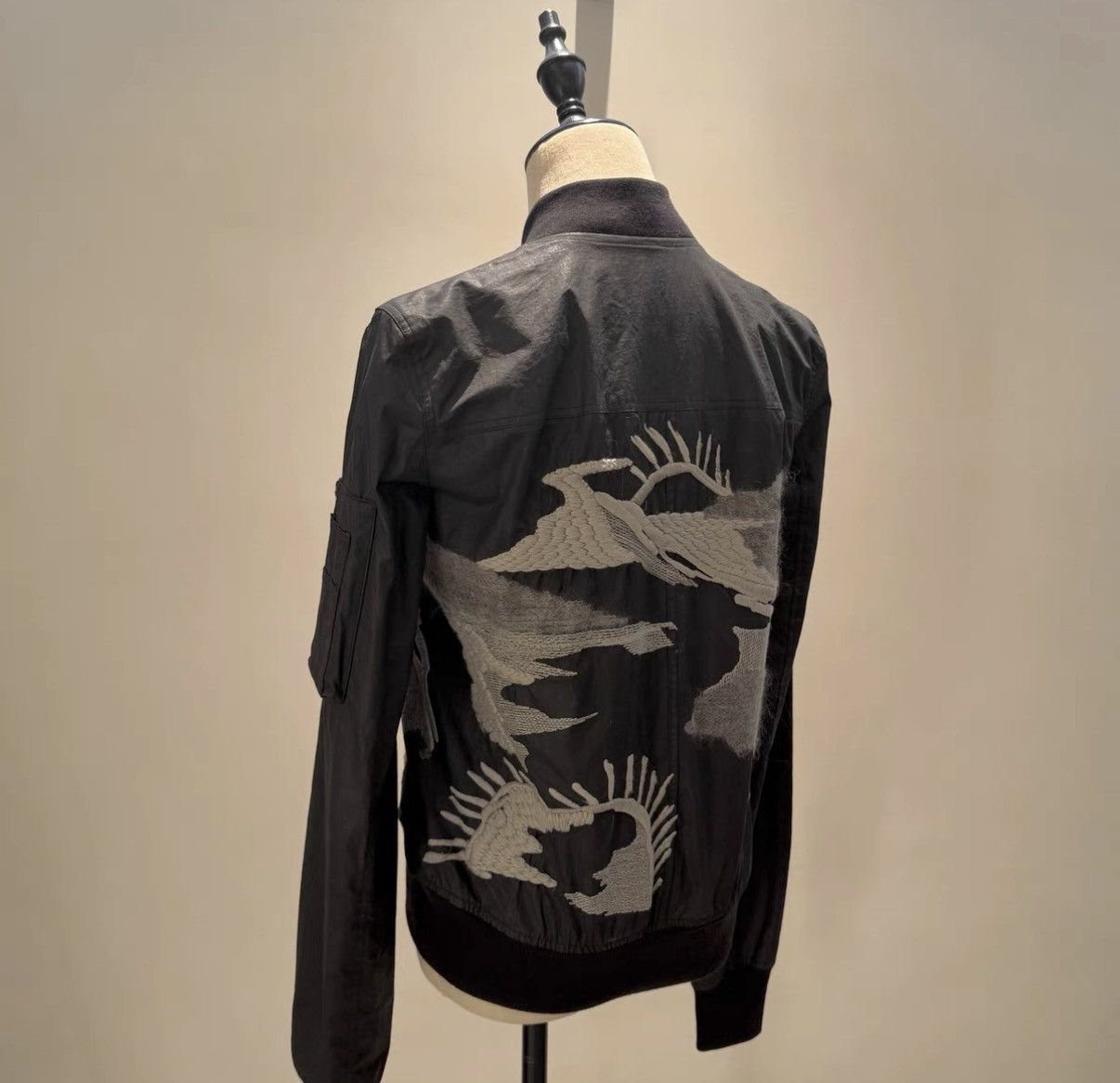 Rick Owens Rick Owens Waxed Finish "Ghost Face" Embroidered MA-1 Jacket Size US M / EU 48-50 / 2 - 3 Thumbnail