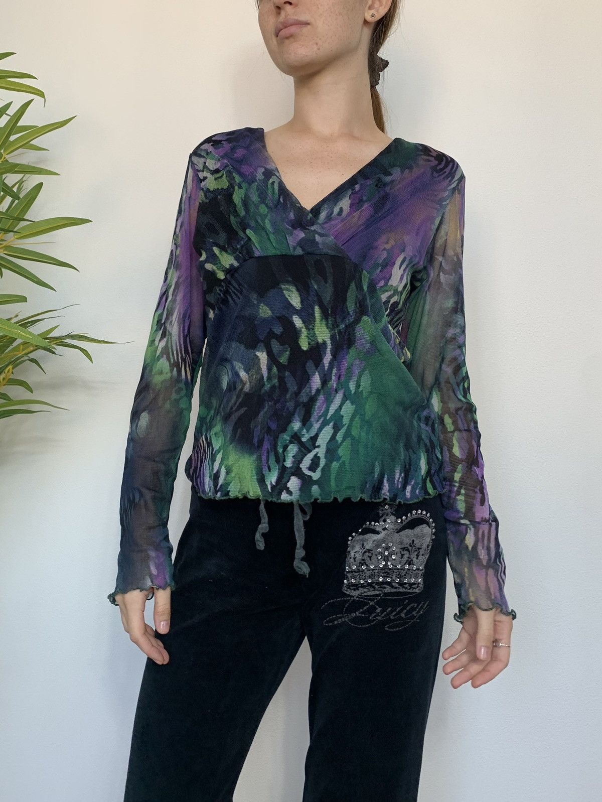 Vintage MESH MADE IN ITALY JAMES LAKELAND Y2K LONG SLEEVE TOP Size S / US 4 / IT 40 - 1 Thumbnail