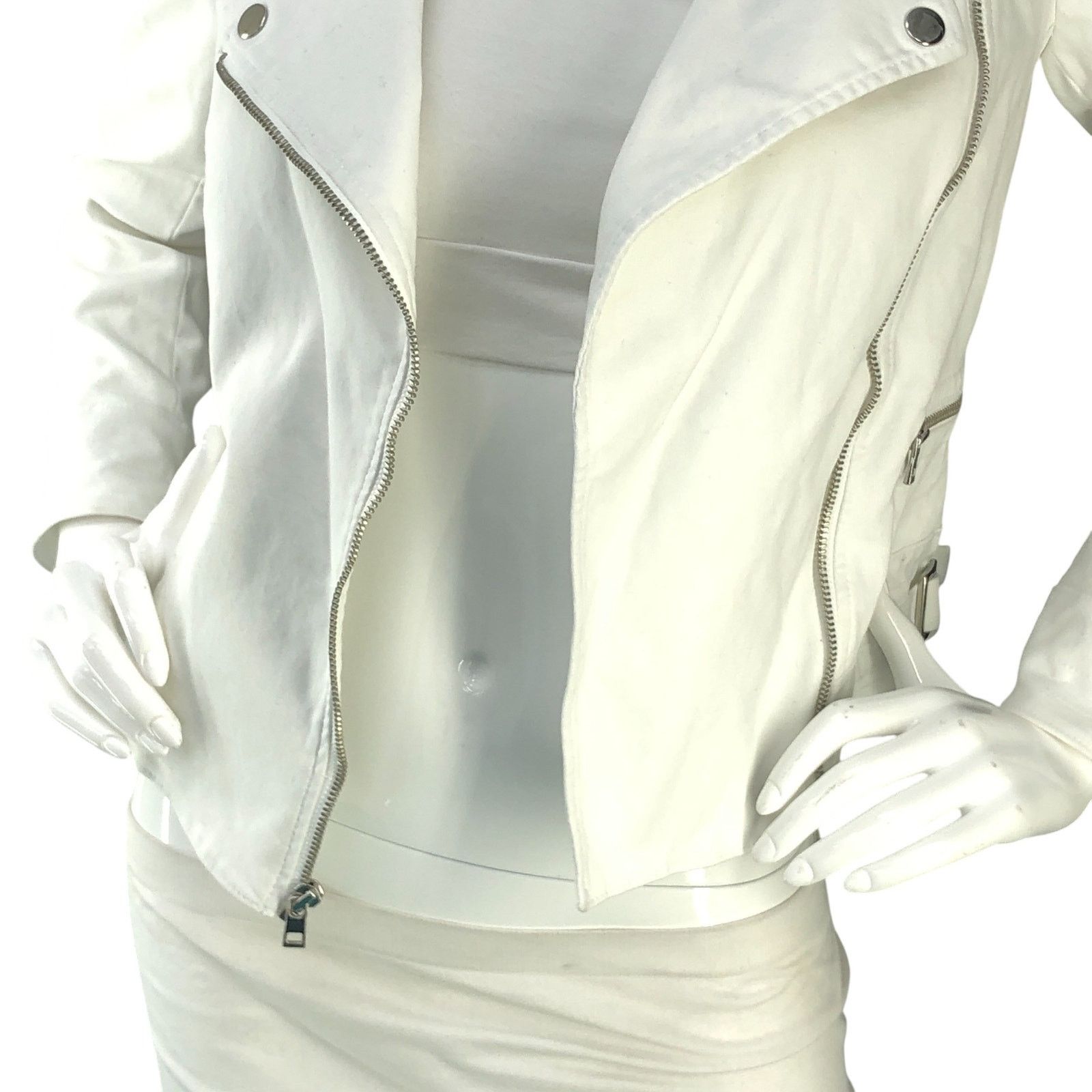 Banana Republic Banana Republic Sz XSP Jacket Soco Moto Cotton Stretch White Size XS / US 0-2 / IT 36-38 - 3 Thumbnail