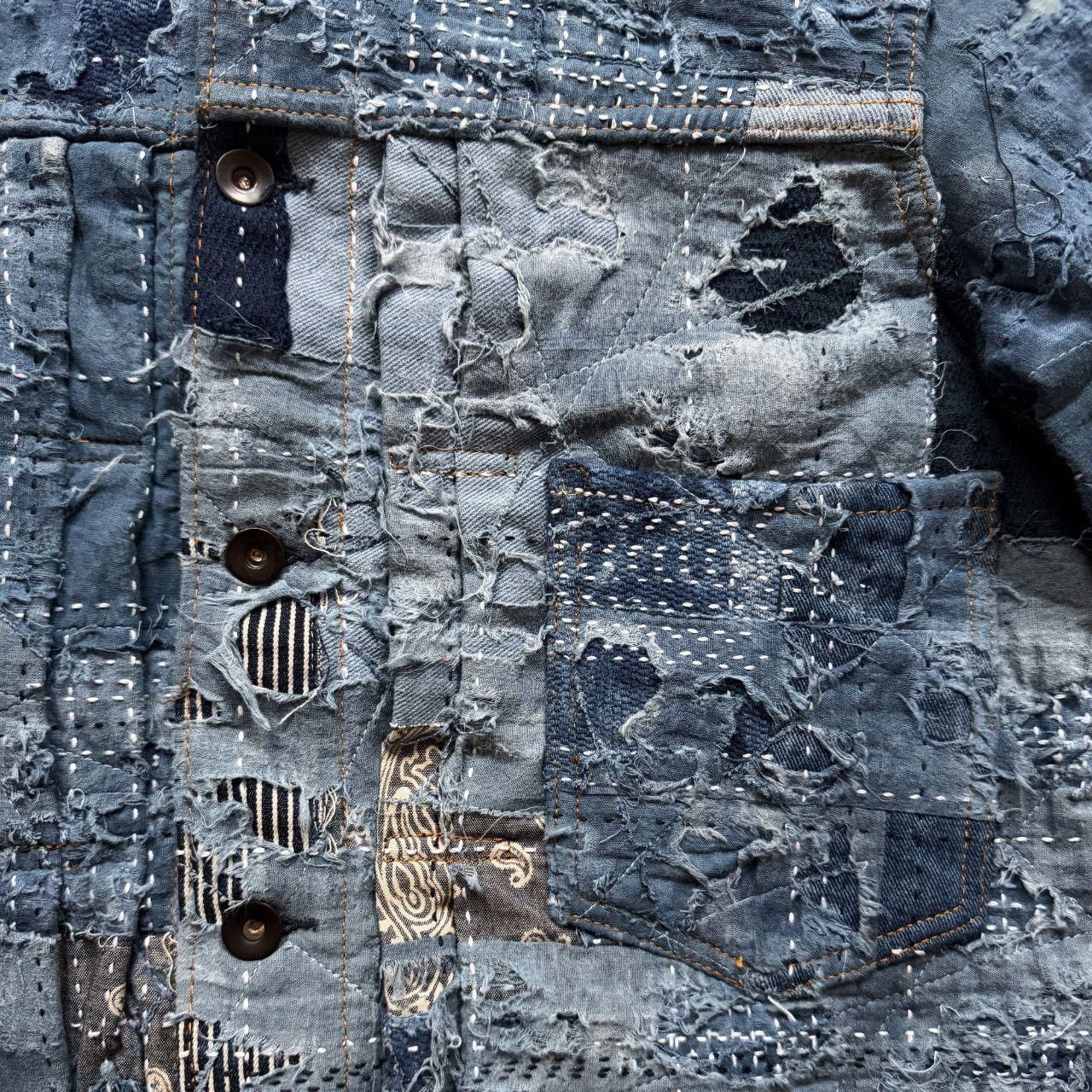 Kapital Indigo Boro Sashiko Denim Jacket Size US M / EU 48-50 / 2 - 3 Thumbnail