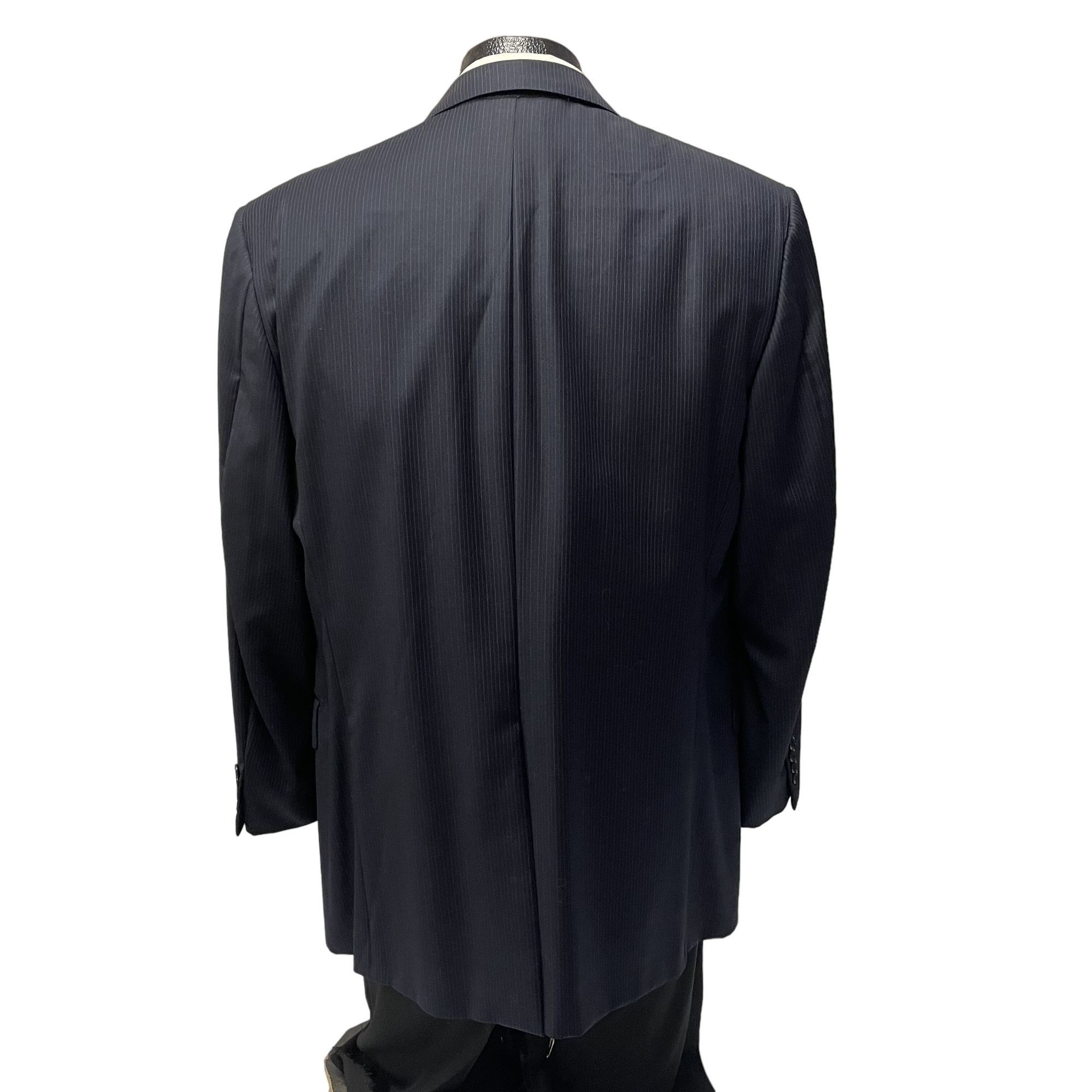 Hickey Freeman Vtg Hickey Freeman Loro Piana Navy Blue Pinstripe Sport Coat Size 44R - 3 Thumbnail