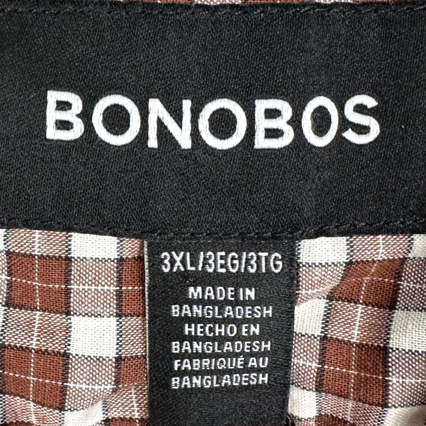 Bonobos VINTAGE Bonobos Shirt Mens 3XL Brown White Button Down Plaid Stretch Long Sleeve Size US XXL / EU 58 / 5 - 4 Thumbnail