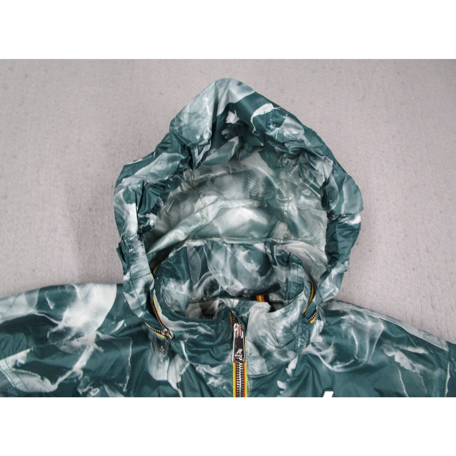 K-Way K-Way Jacket Women 8 UK Green White Jellyfish Print Hooded Windbreaker Full Zip Size S / US 4 / IT 40 - 3 Thumbnail