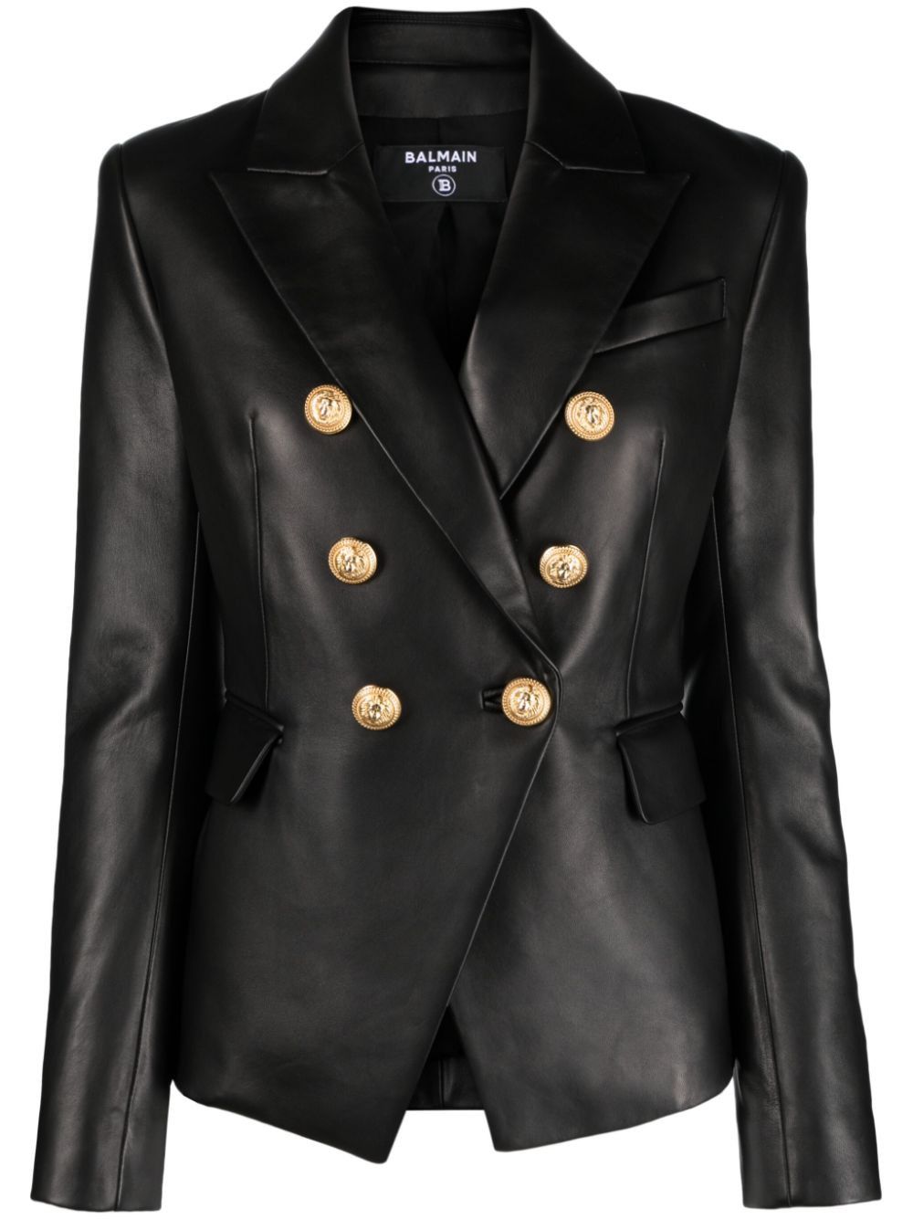 Balmain DOUBLE-BREASTED LEATHER BLAZER Size S / US 4 / IT 40 - 1 Thumbnail