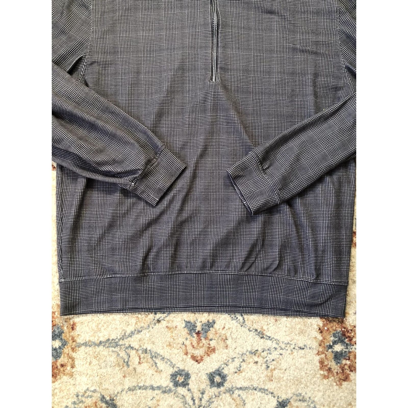 Vintage Donald Ross Mens XL Gray Quarter Zip Mock Neck Sweater Pullover Golf Knit Pattern Check Size US XL / EU 56 / 4 - 5 Thumbnail