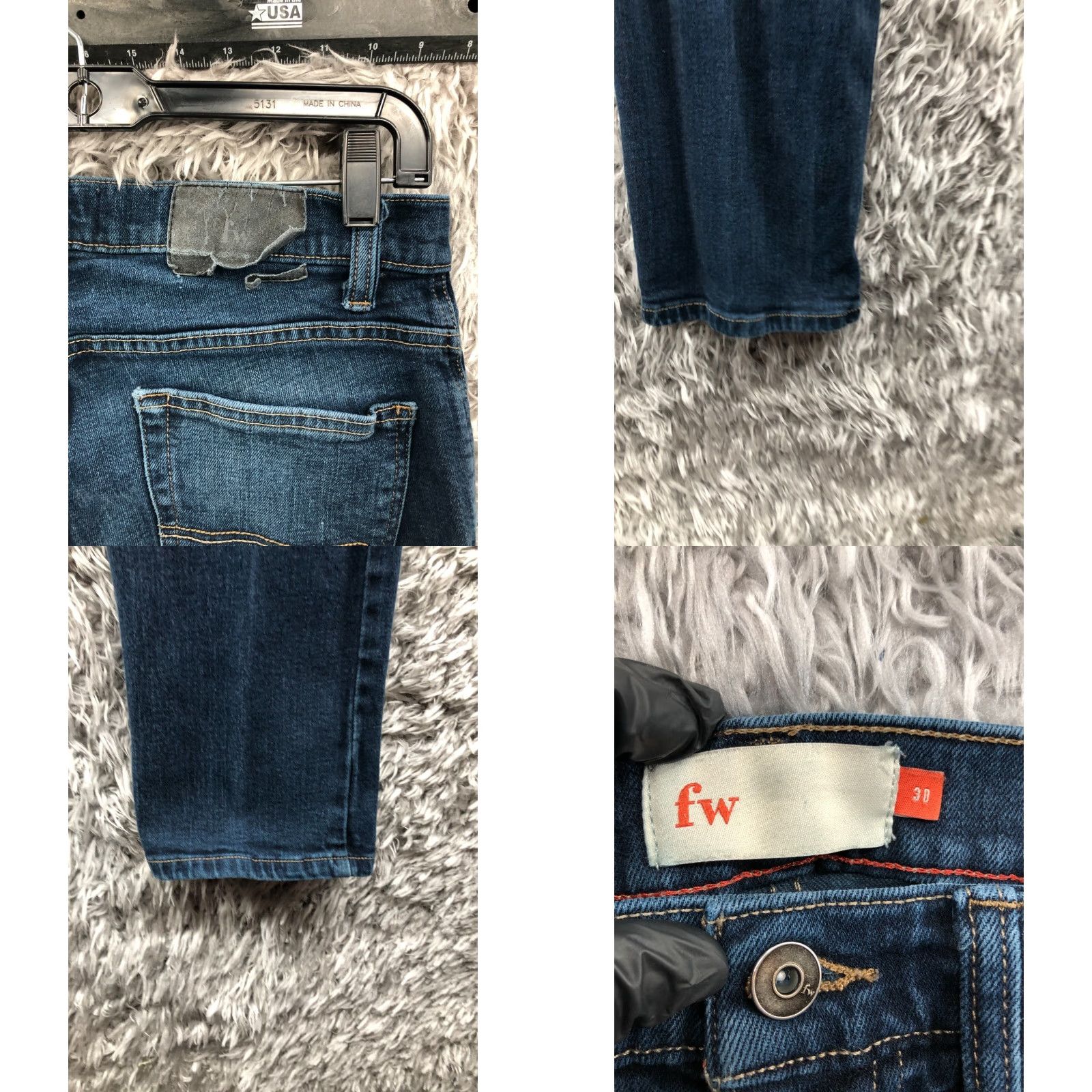 Vintage Free World Jeans Night Train Dark Wash Blue Size 30 Mens Mid Rise Straight Leg 5-Pocket Denim Baggy? Size US 30 / EU 46 - 8 Thumbnail