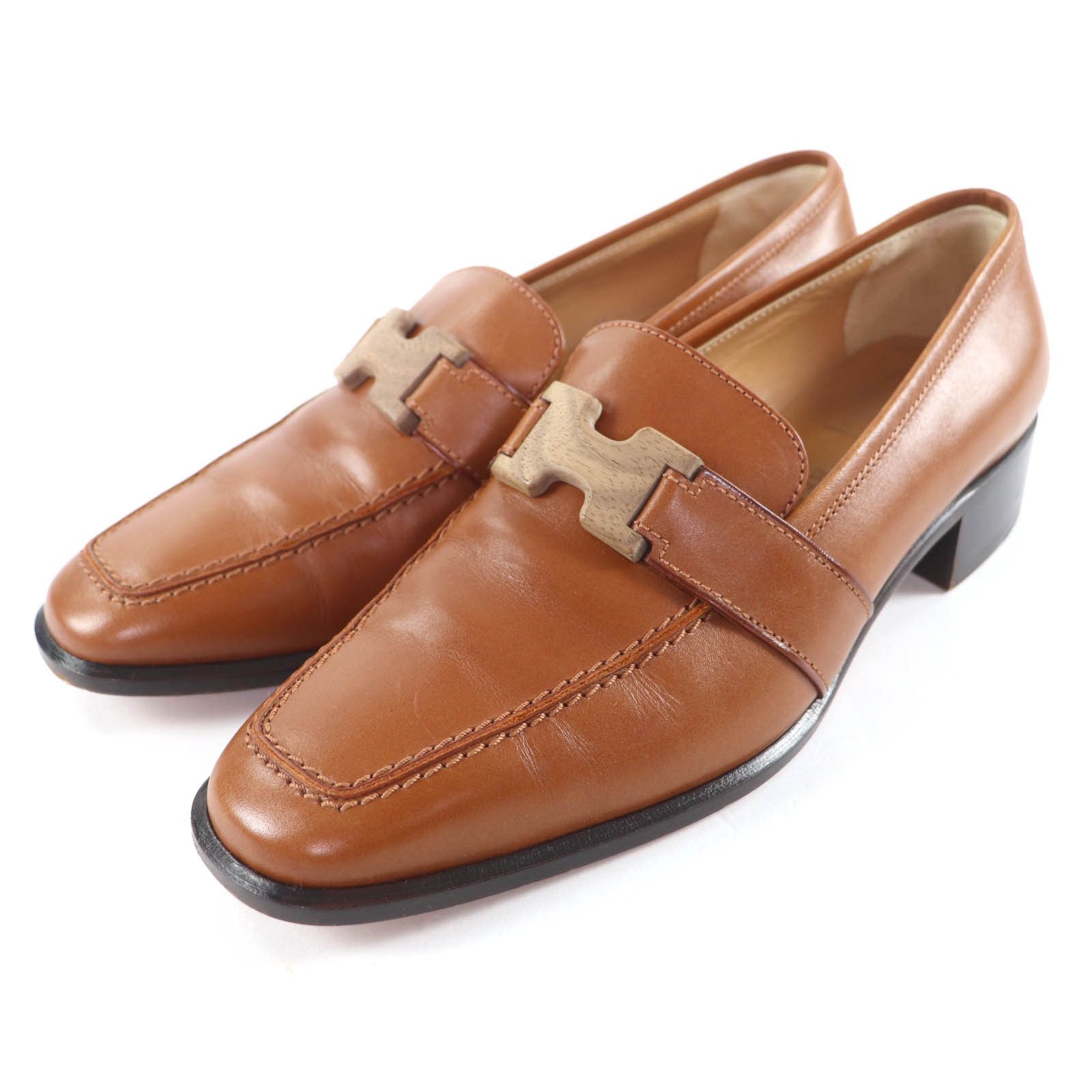 Hermes Hermes Hermès Brown Leather Pumps Leather Shoes DUTY FREE for USA Size ONE SIZE - 1 Thumbnail