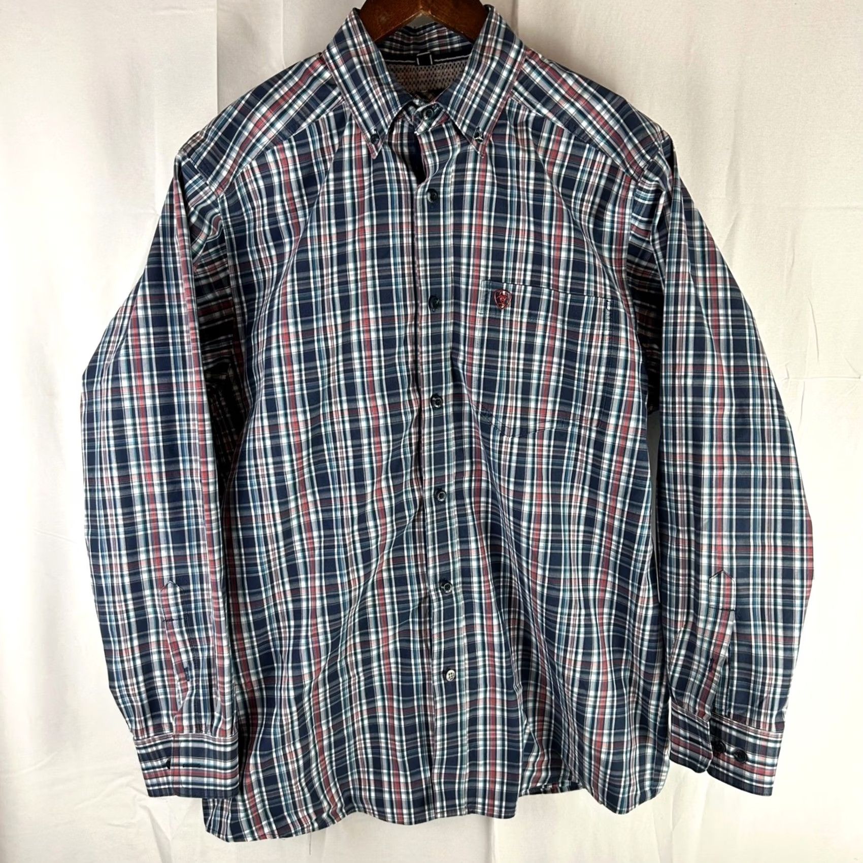 Ariat Ariat Pro Series Mens Medium Plaid Long Sleeve Button-Down Shirt Blue Red Size US M / EU 48-50 / 2 - 2 Thumbnail