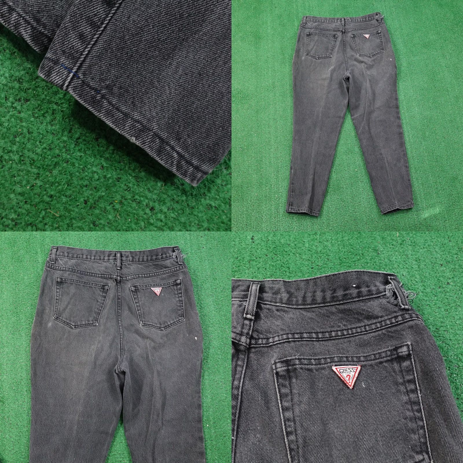Guess VINTAGE GUESS Black Tapered Jeans Womens 34x25 Button Fly Regular Fit Denim Size 24" / US 00 / IT 34 - 8 Thumbnail