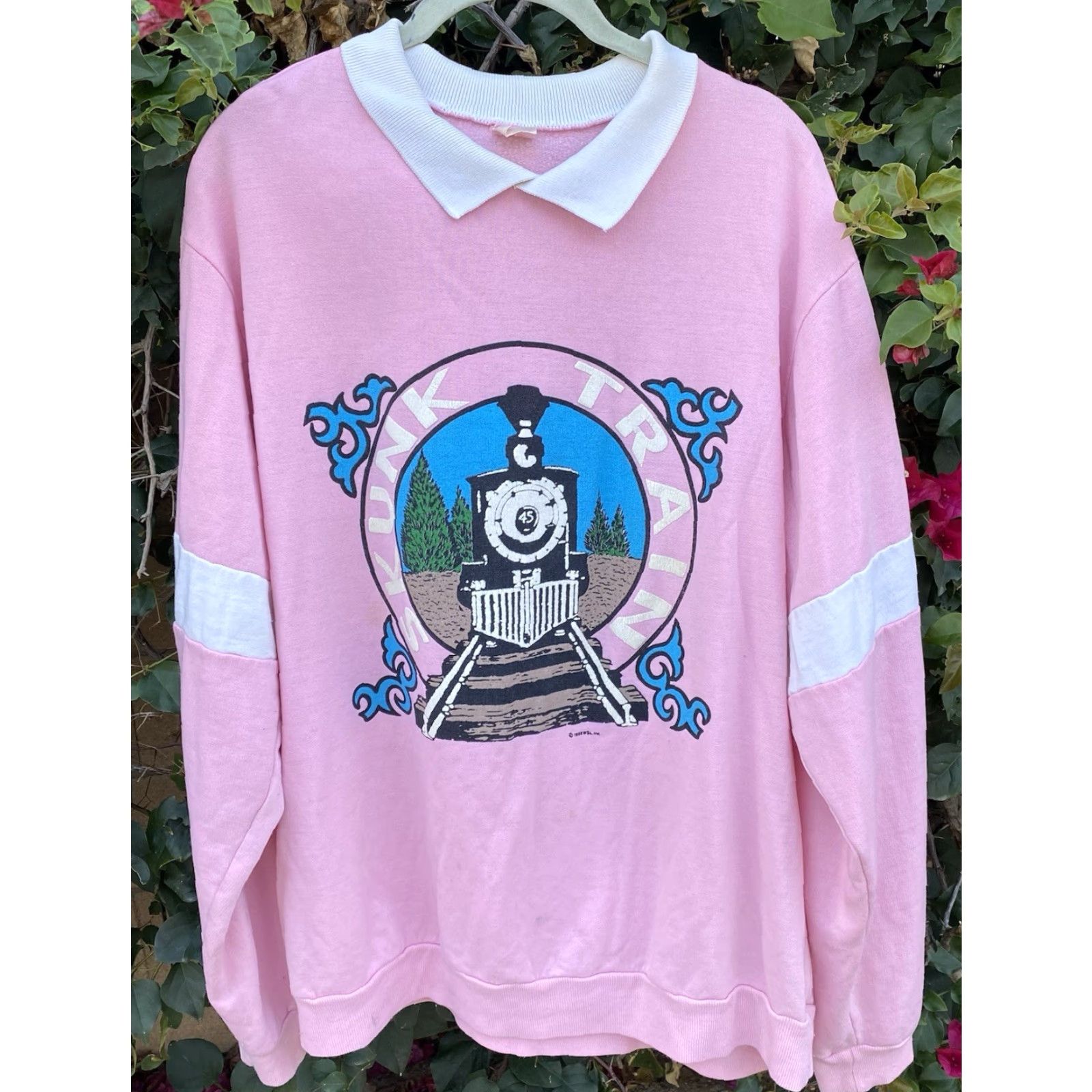 Pinko VINTAGE Western Shirt Line Pink Graphic Sweatshirt XL Men 80s 1980s Licensed Worn Size US XL / EU 56 / 4 - 2 Thumbnail
