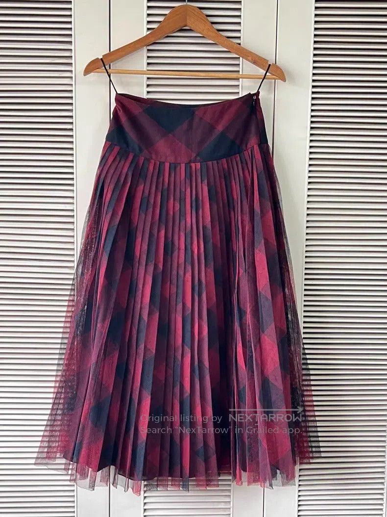 Dior Dior Red and black plaid gauze skirt Size 42" / US 20 - 1 Thumbnail