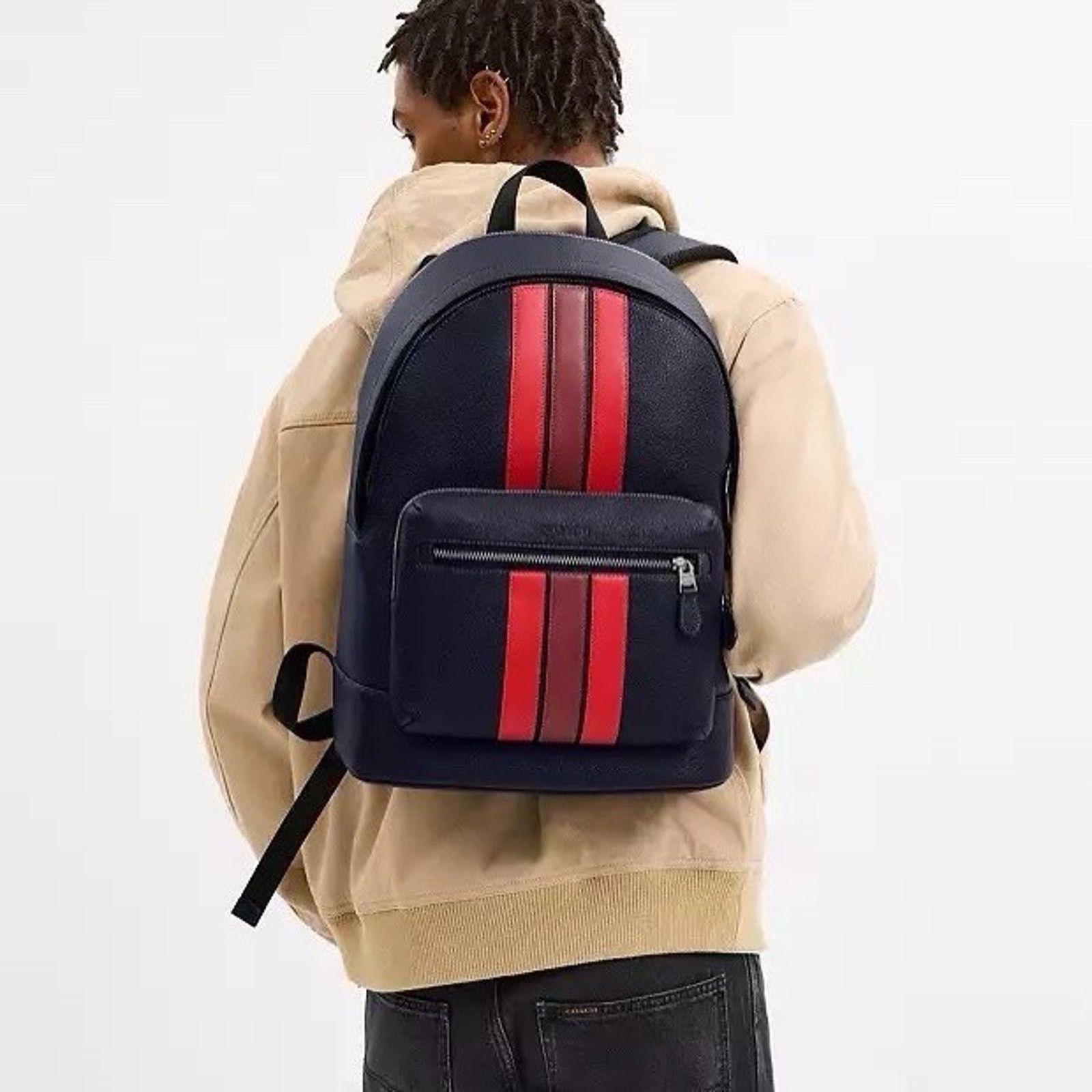 Coach NWT Coach West Backpack Varsity Stripe CBI37 Midnight Navy Size ONE SIZE - 7 Thumbnail