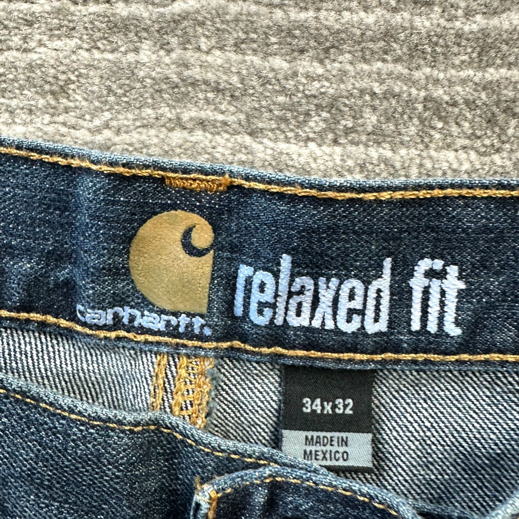 Carhartt Carhartt Jeans Mens 34x32 Blue Denim Relaxed Straight 5-Pocket 34 32 Cotton Blend Workwear Pants Size US 34 / EU 50 - 5 Thumbnail