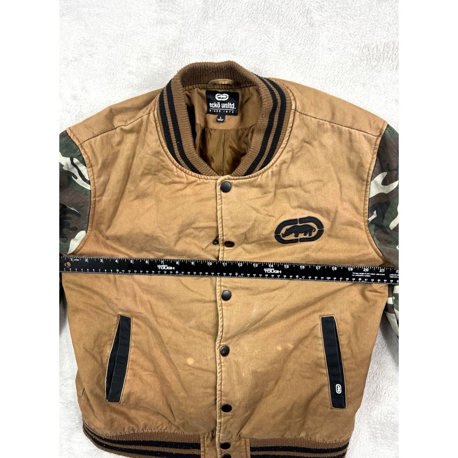 Ecko Unltd. Ecko Unltd Bomber Jacket Mens Camo/Beige/Black Embroidered Rhino Logo Size L Size US L / EU 52-54 / 3 - 5 Thumbnail