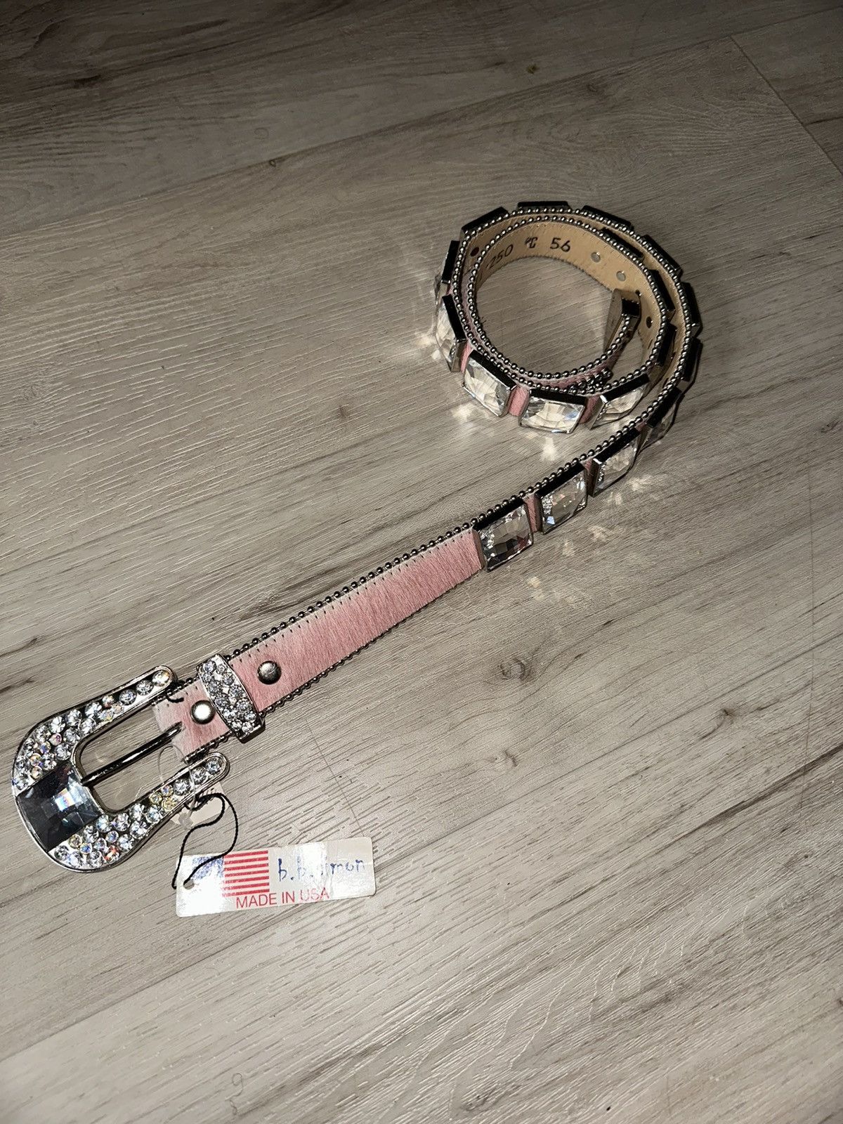 B.B. Simon BB SIMON belt light pink horse hair Swarovski Crystals Size 32 - 3 Thumbnail