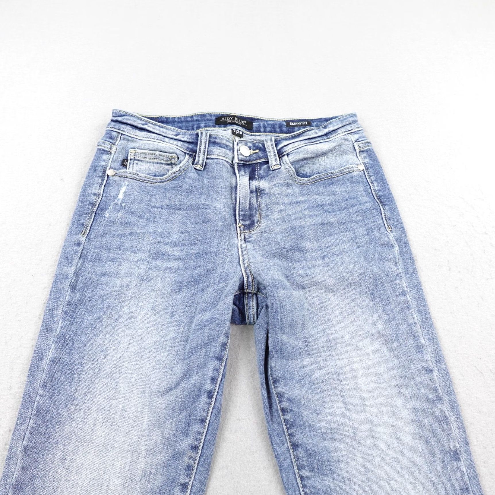 Denime Judy Blue Jeans Women Light Wash Skinny Stretch Denim Distressed Pockets Zipper Button 7/28 Regular 28 in Cotton Blend Slim Vintage: No Size 28" / US 6 / IT 42 - 2 Thumbnail