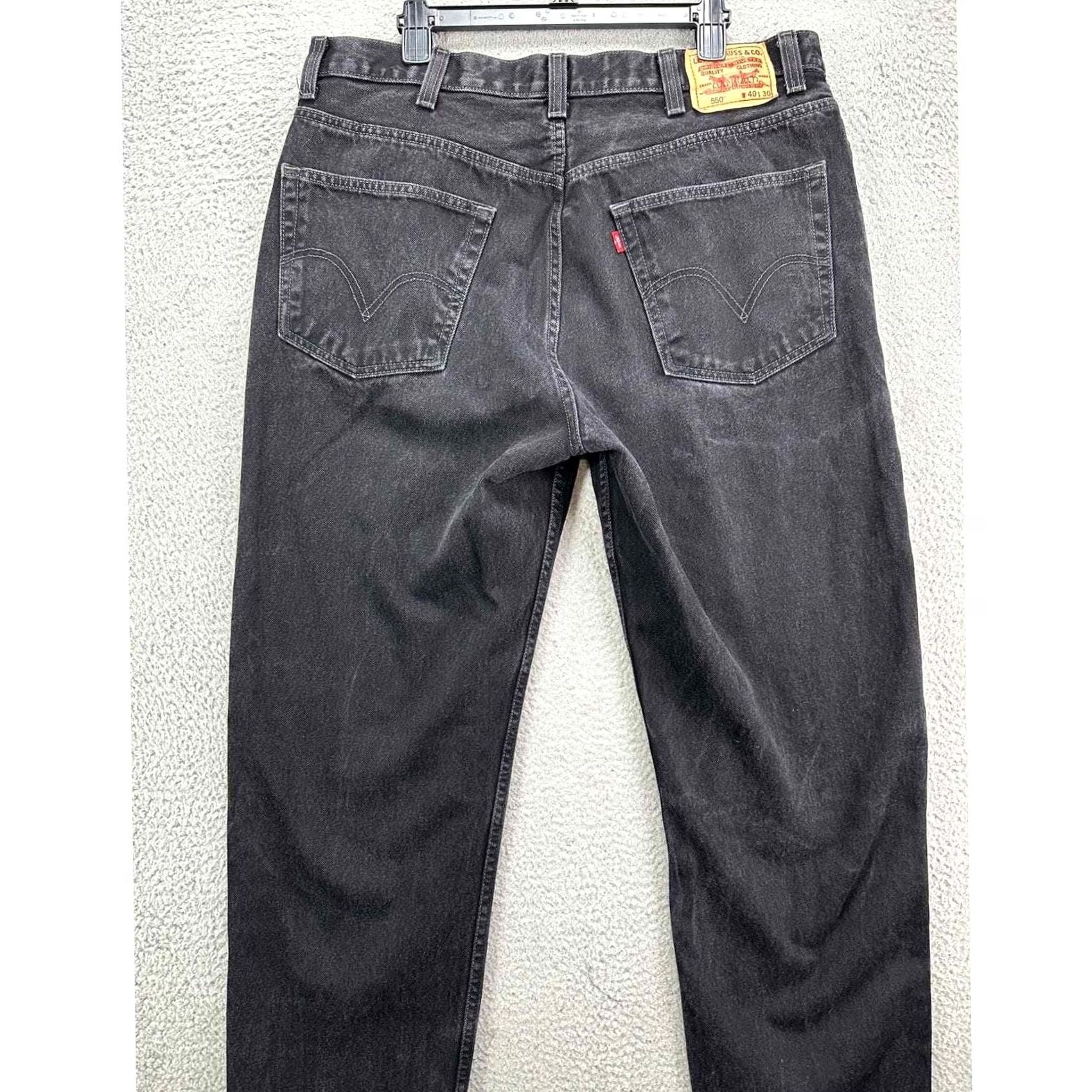 Levi's Levis 550 Jeans Men 40X30 Black Relaxed Fit Straight Denim 5 Pockets Red Tab Casual Straight Adult Mens Jeans Size US 40 / EU 56 - 3 Thumbnail